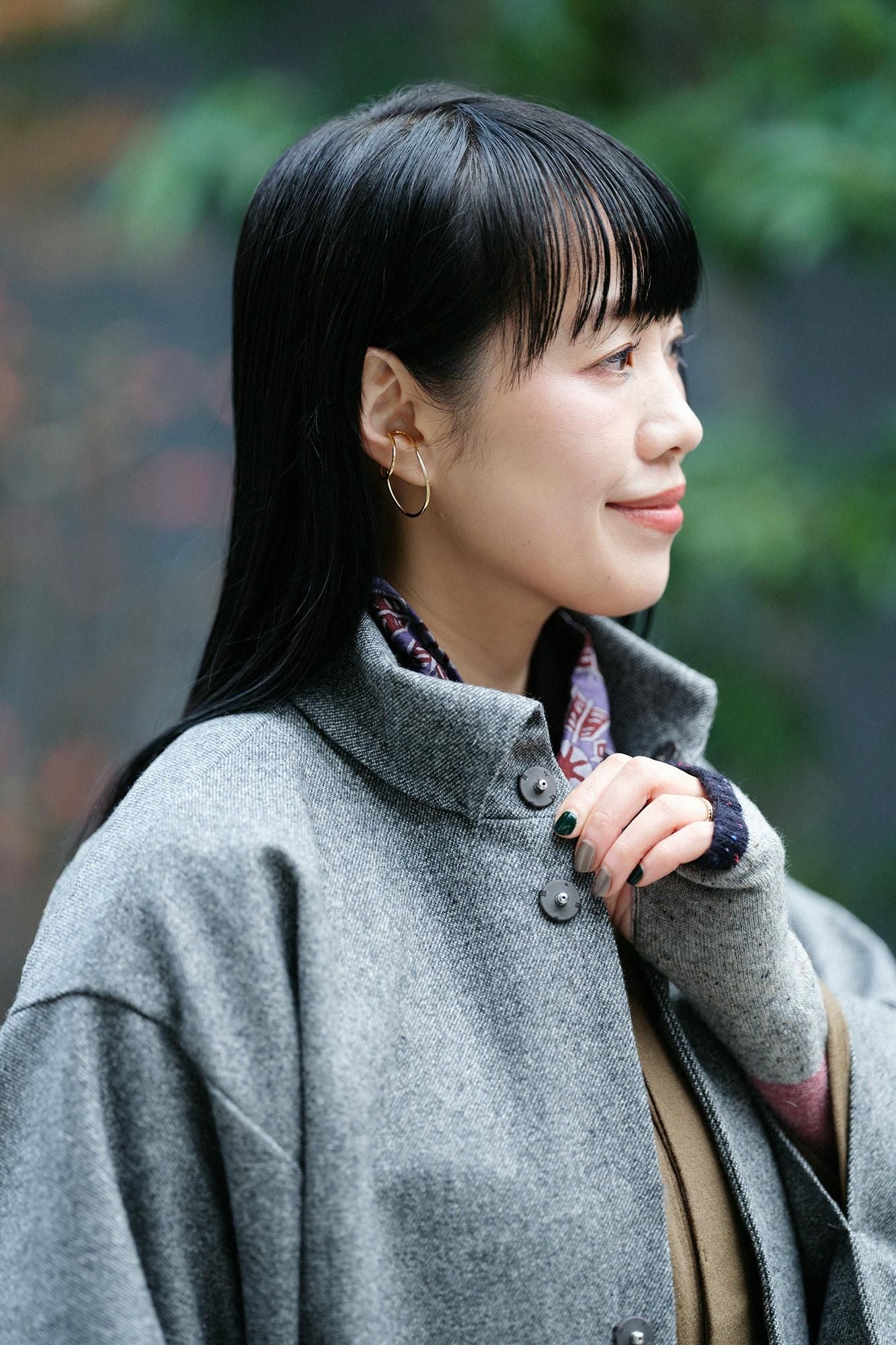 Combed Yarn Twill Weave Kimono Sleeve Coat with Lining / Heather Dark Grey