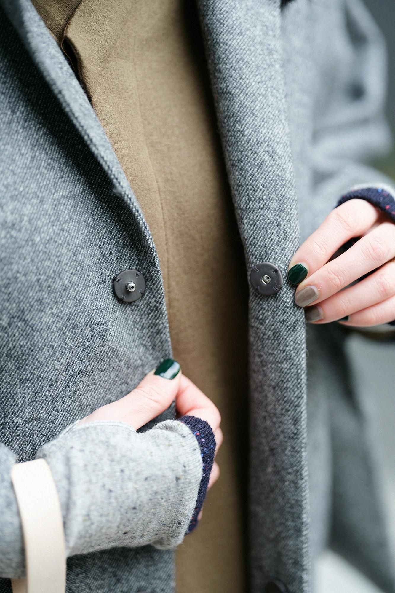 Combed Yarn Twill Weave Kimono Sleeve Coat with Lining / Heather Dark Grey