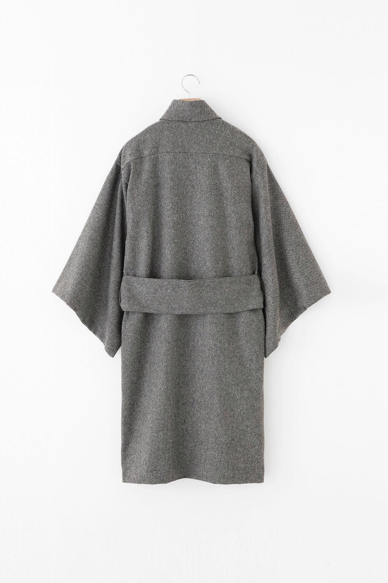 Combed Yarn Twill Weave Kimono Sleeve Coat with Lining / Heather Dark Grey