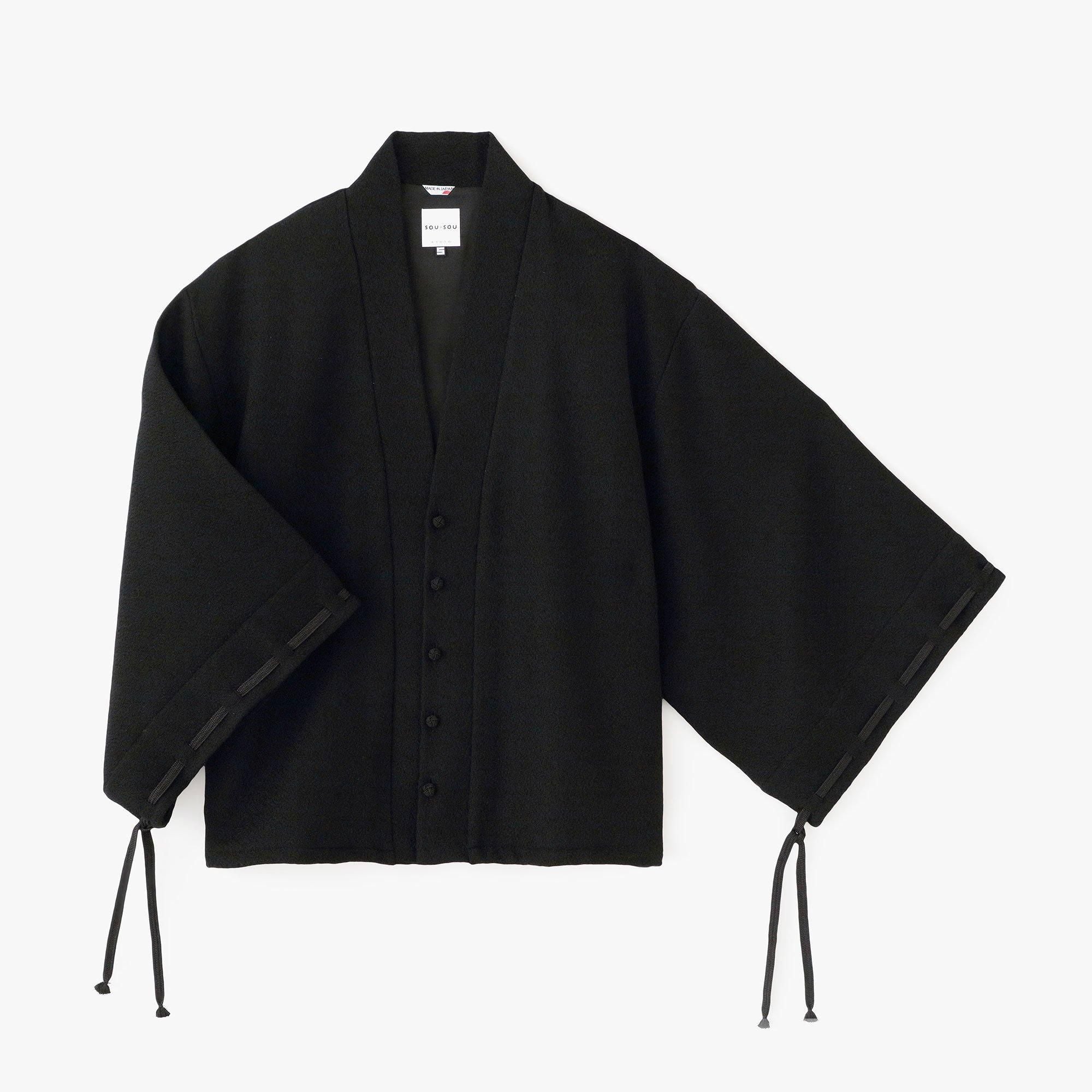 【net LImited】Combed Yarn Mixed Yarn Weave Rectangular Sleeve Earl Cardigan with Lining / Black