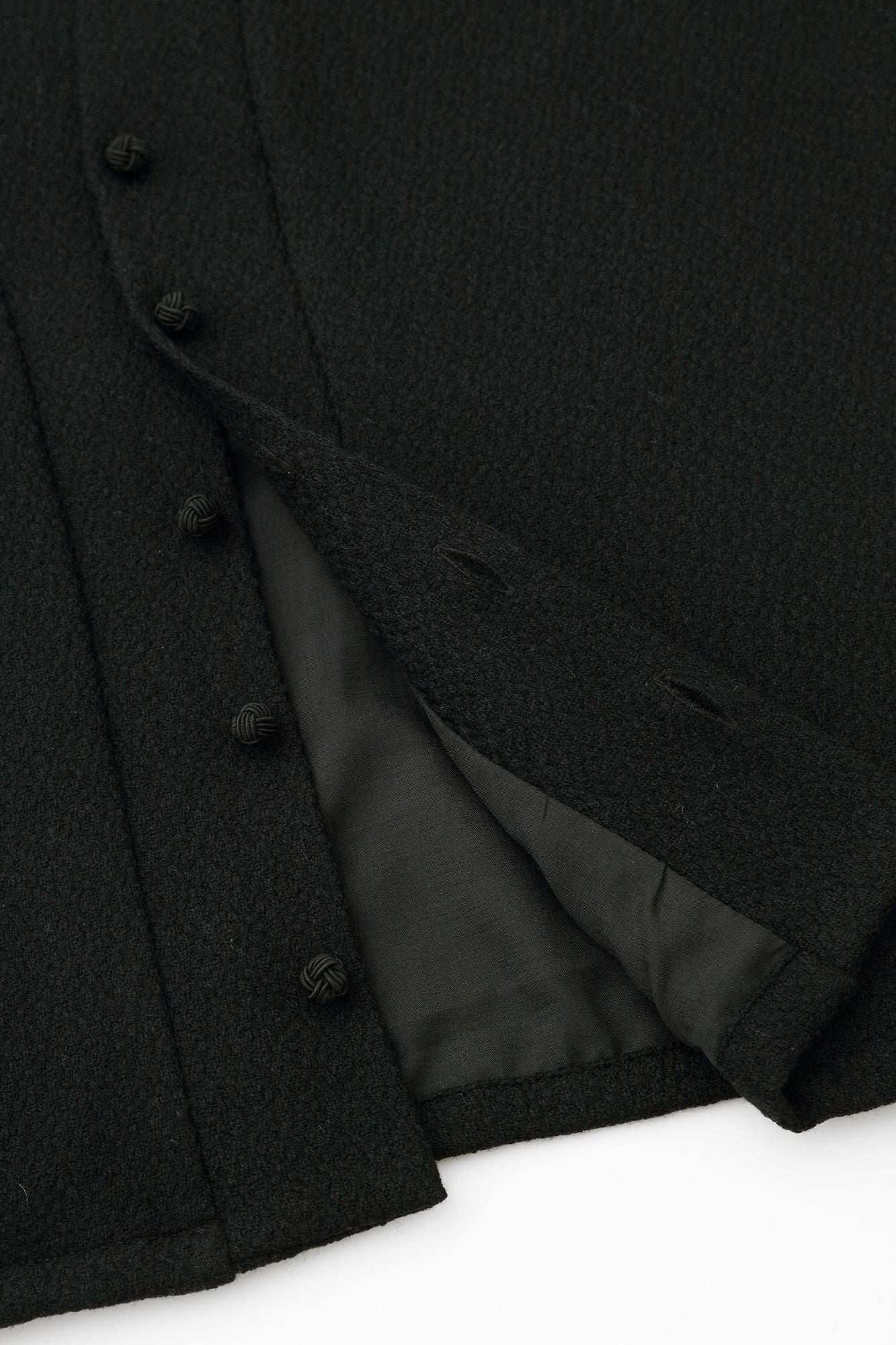 【net LImited】Combed Yarn Mixed Yarn Weave Rectangular Sleeve Earl Cardigan with Lining / Black