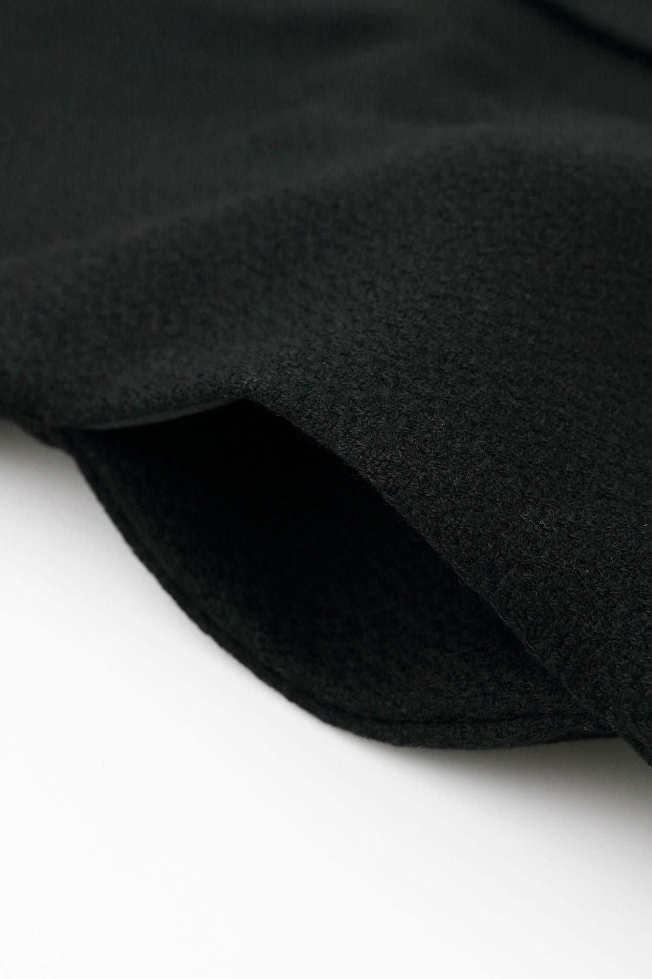 【net LImited】Combed Yarn Mixed Yarn Weave Rectangular Sleeve Earl Cardigan with Lining / Black