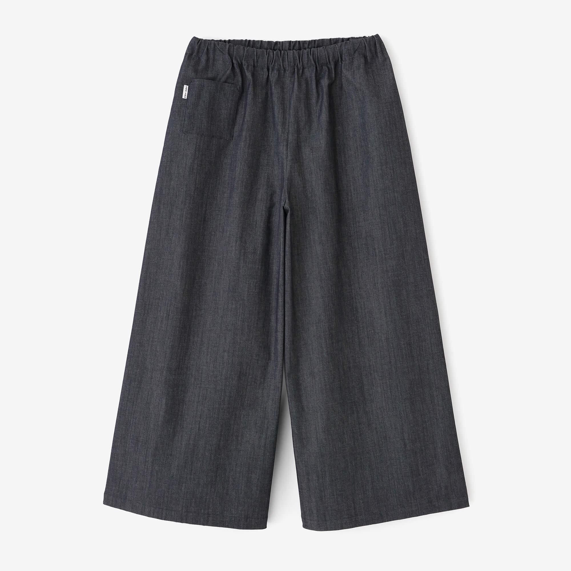 なべもん net限定】ストレッチデニム 広形（ひろなり）もんぺ／濃紺（のうこん）