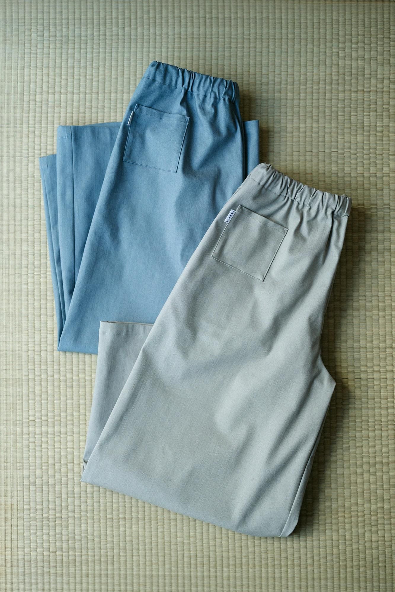 【net限定】ストレッチデニム 広形(ひろなり)もんぺ/湊鼠(みなとねず)