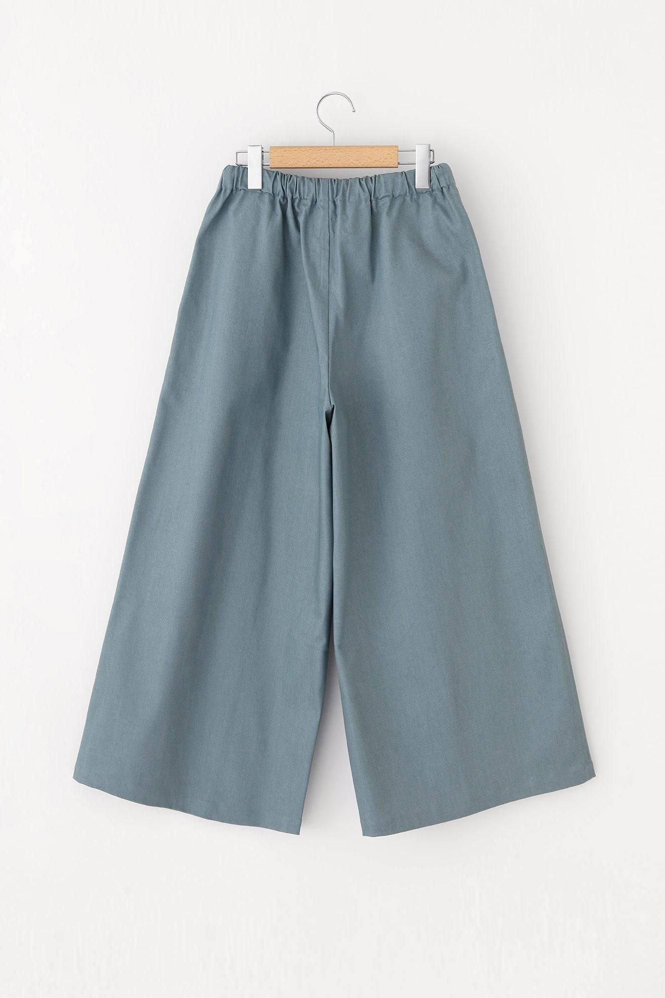 【net限定】ストレッチデニム 広形(ひろなり)もんぺ/湊鼠(みなとねず)