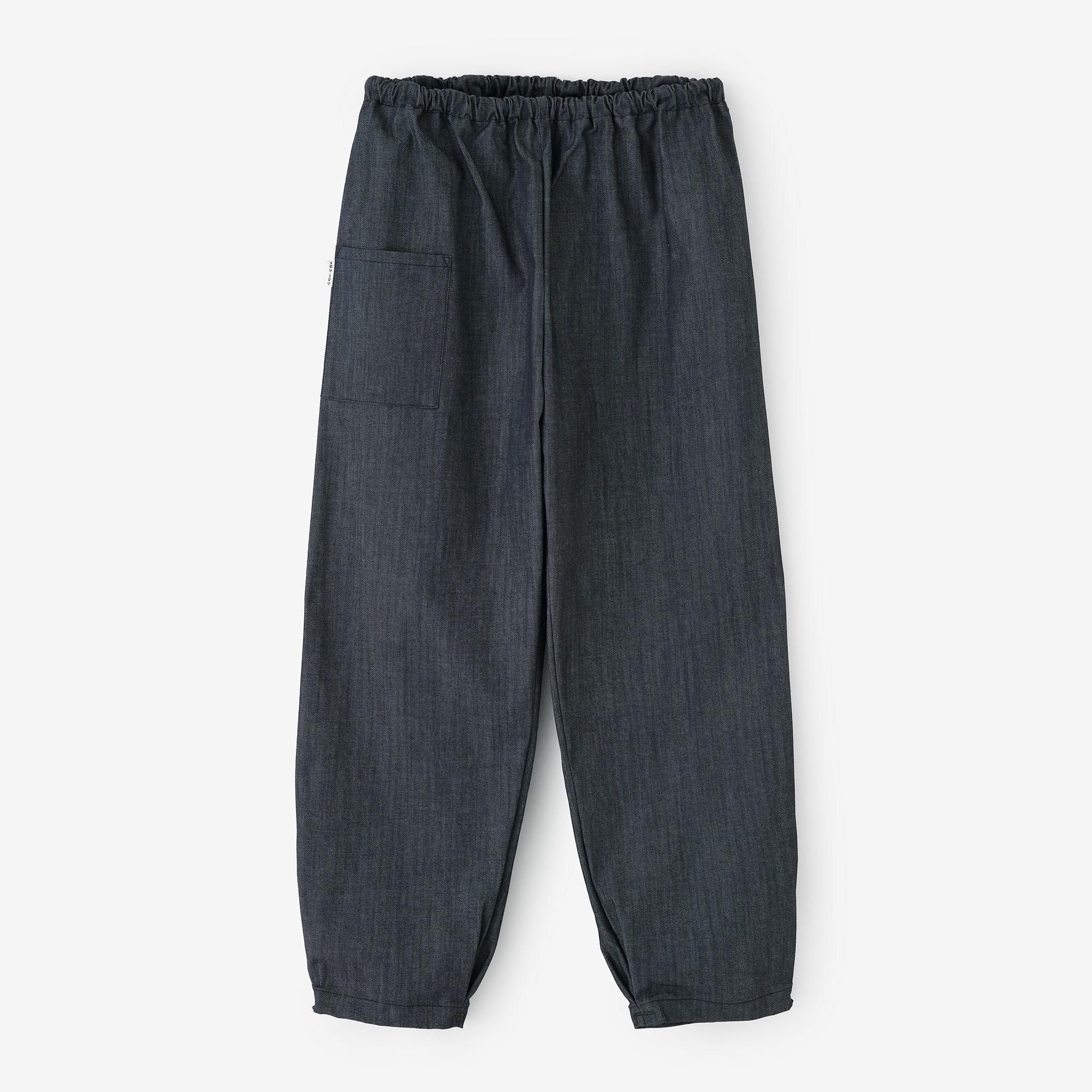 Stretch Denim Monpe Workers Pants / Dark Blue