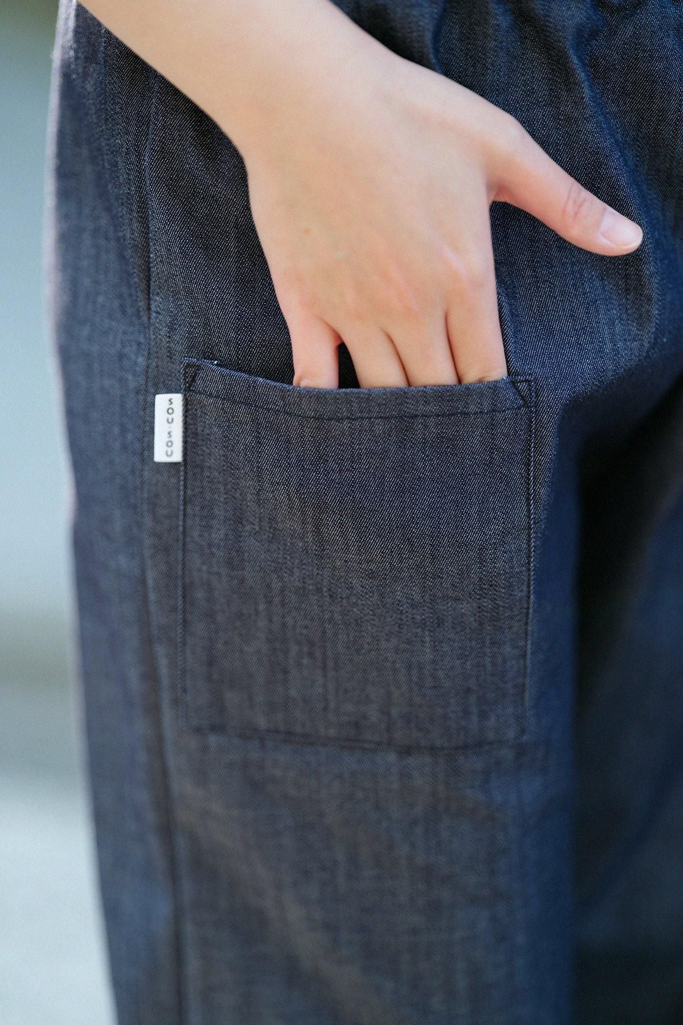 Stretch Denim Monpe Workers Pants / Dark Blue