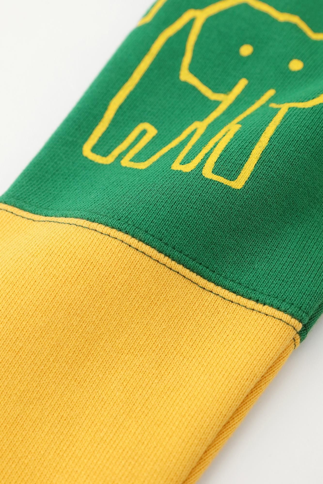 ●內起絨 雙色袖 方領上衣 袙/象 綠色