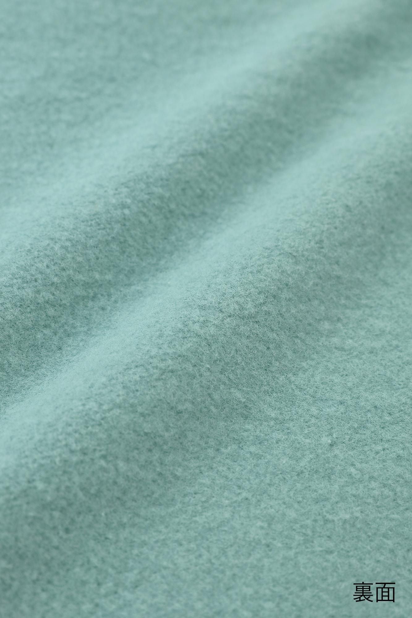 ●內起絨 圓弧袖上衣 背御守/藍綠色×深灰色