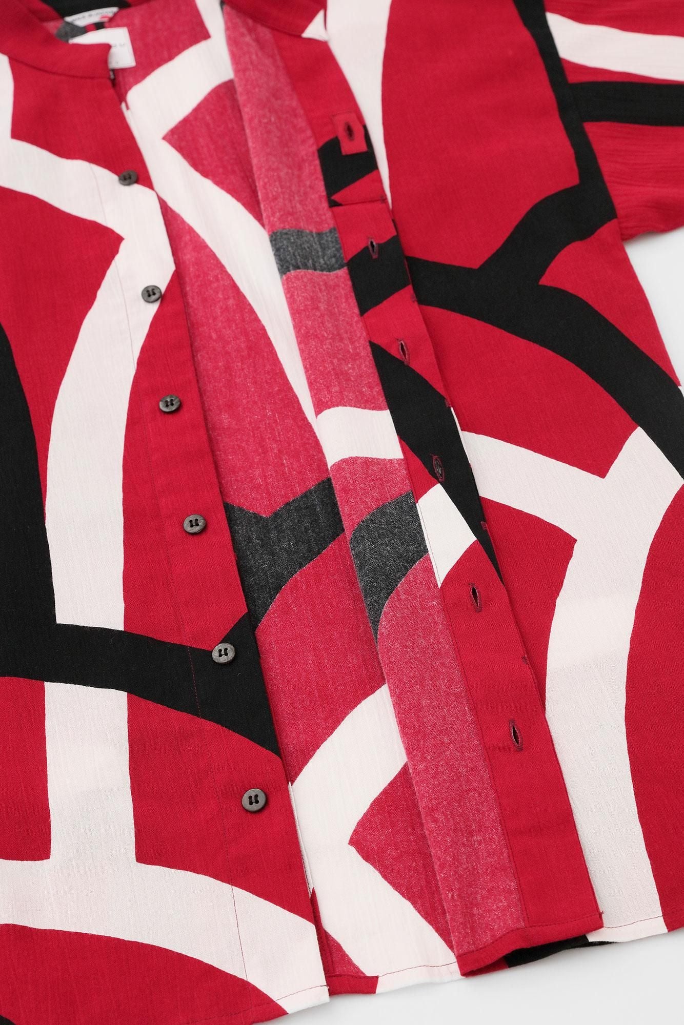 Chizimi Cotton 20/20 Band Collar Tight-sleeved Kimono Shirt / Waterfall