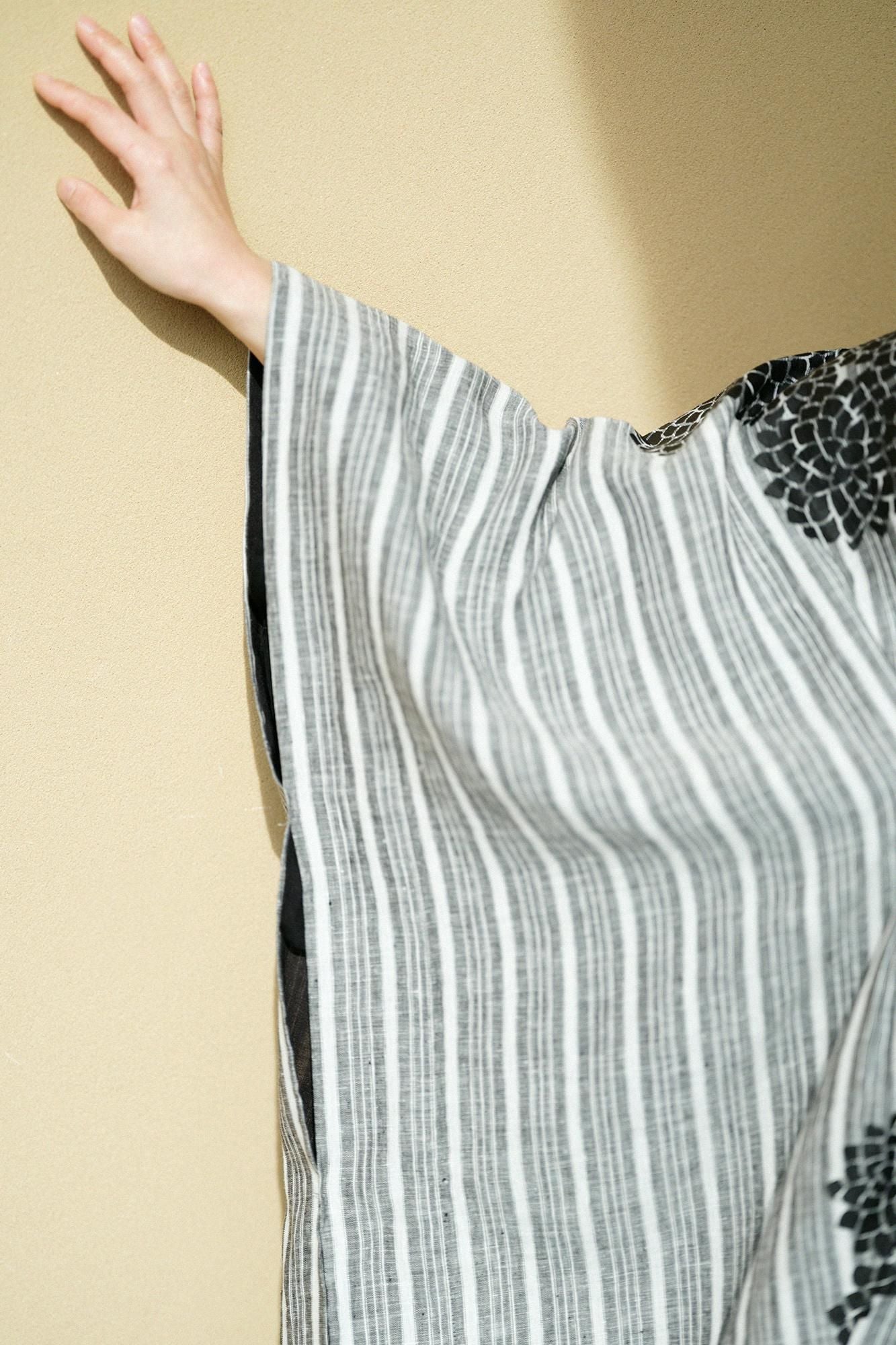 麻 如月披風斗篷/雲間菊和留白