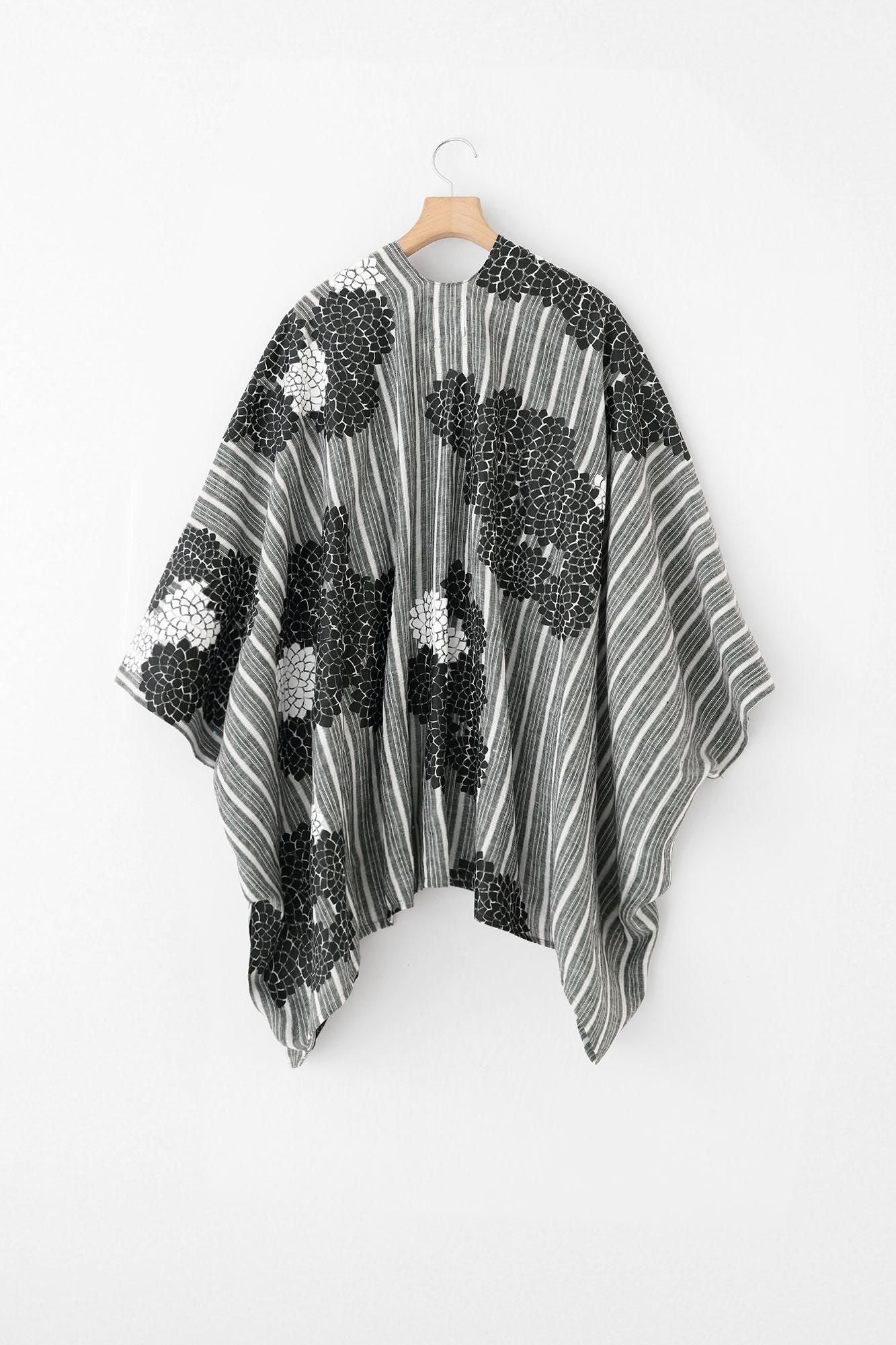 麻 如月披風斗篷/雲間菊和留白