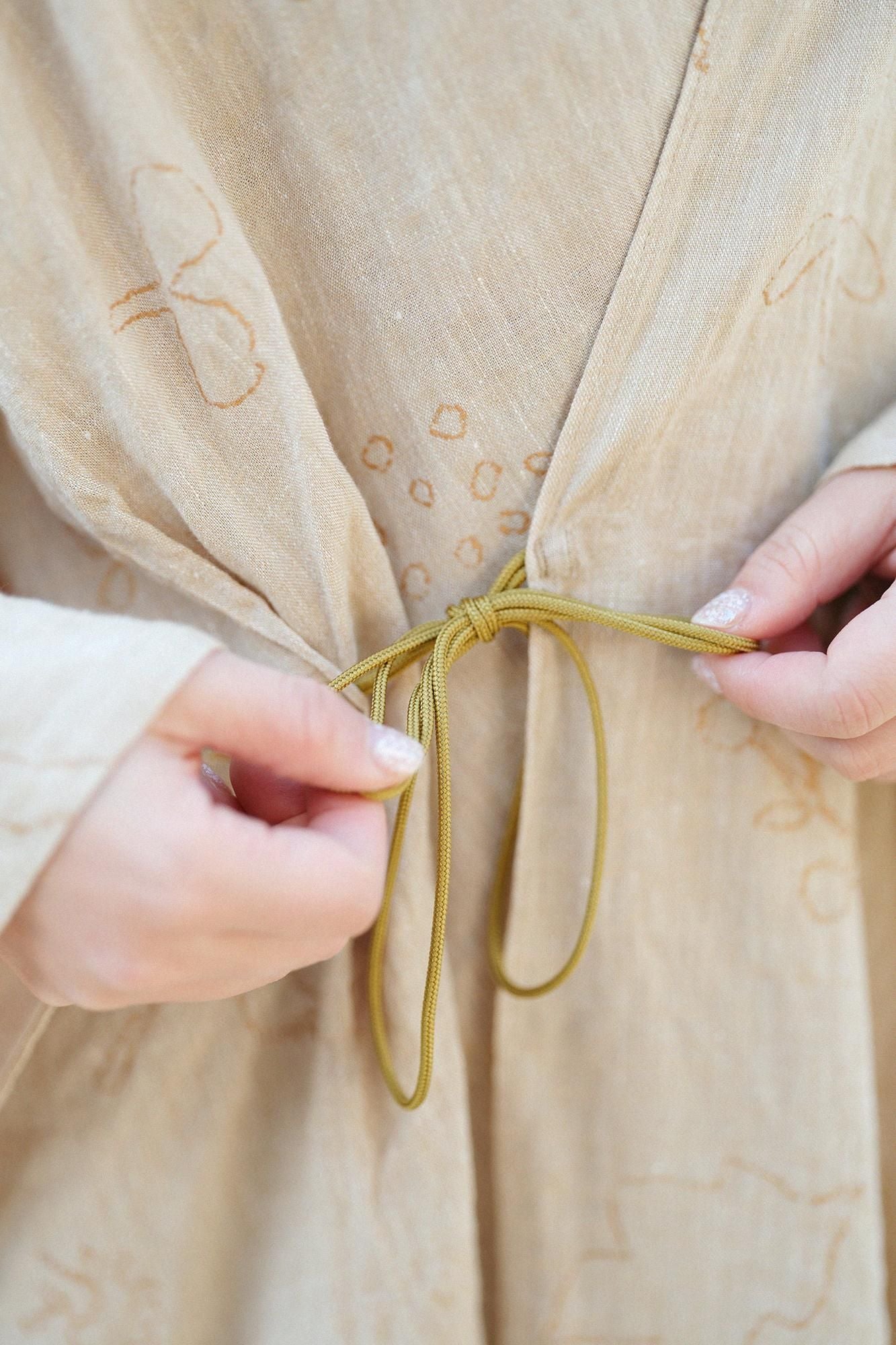 【net limited】Linen-Rayon Blend Kisaragi Poncho/Rural Woodland Swayand Blank Winter Moss Color