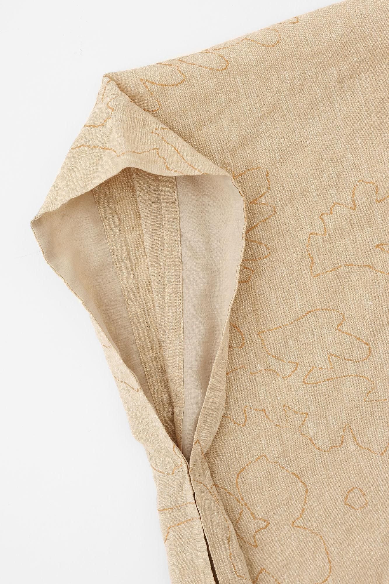 【net limited】Linen-Rayon Blend Kisaragi Poncho/Rural Woodland Swayand Blank Winter Moss Color