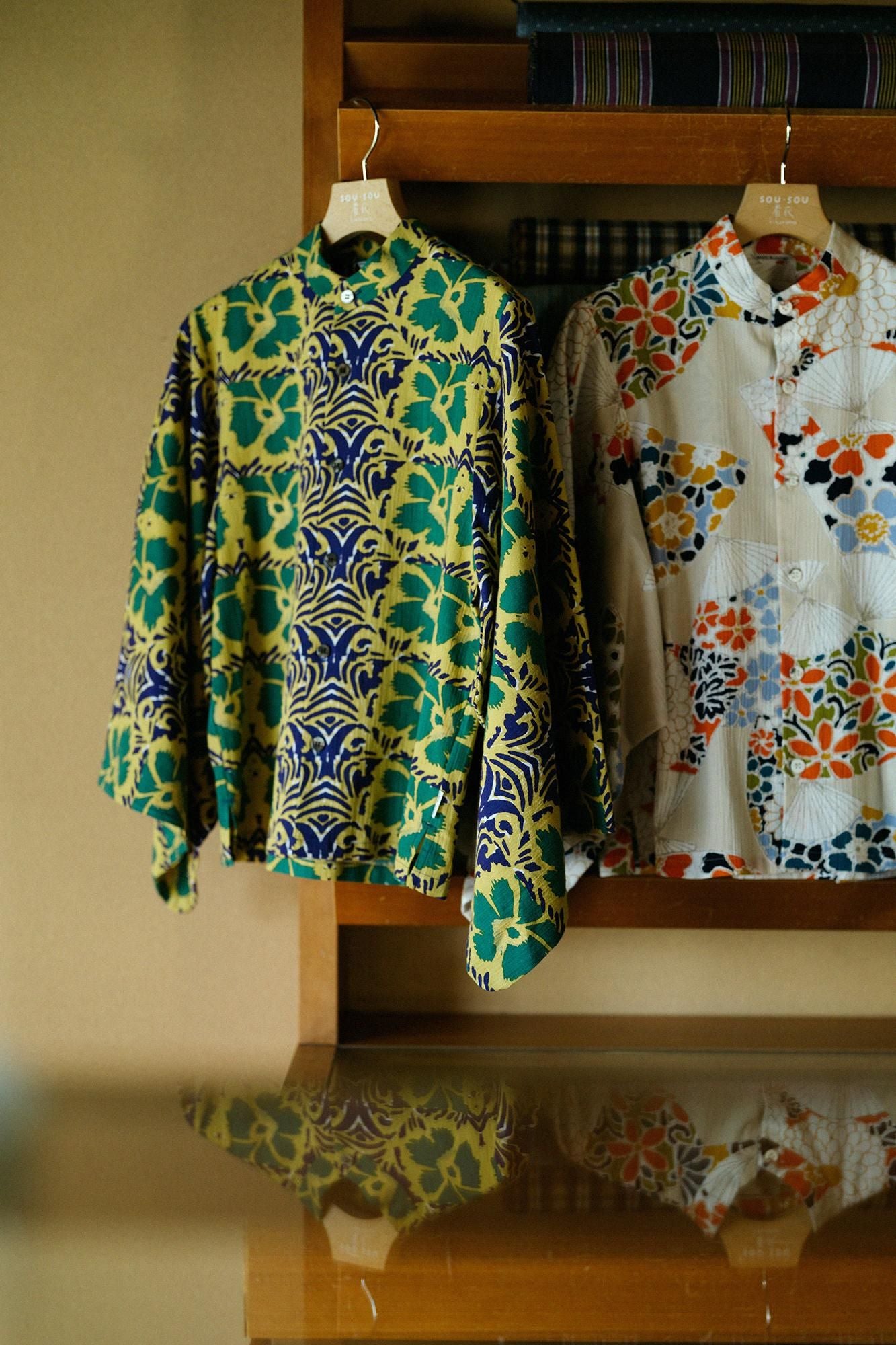 高島縮棉 20/20和服袖 襯衫/唐撫子