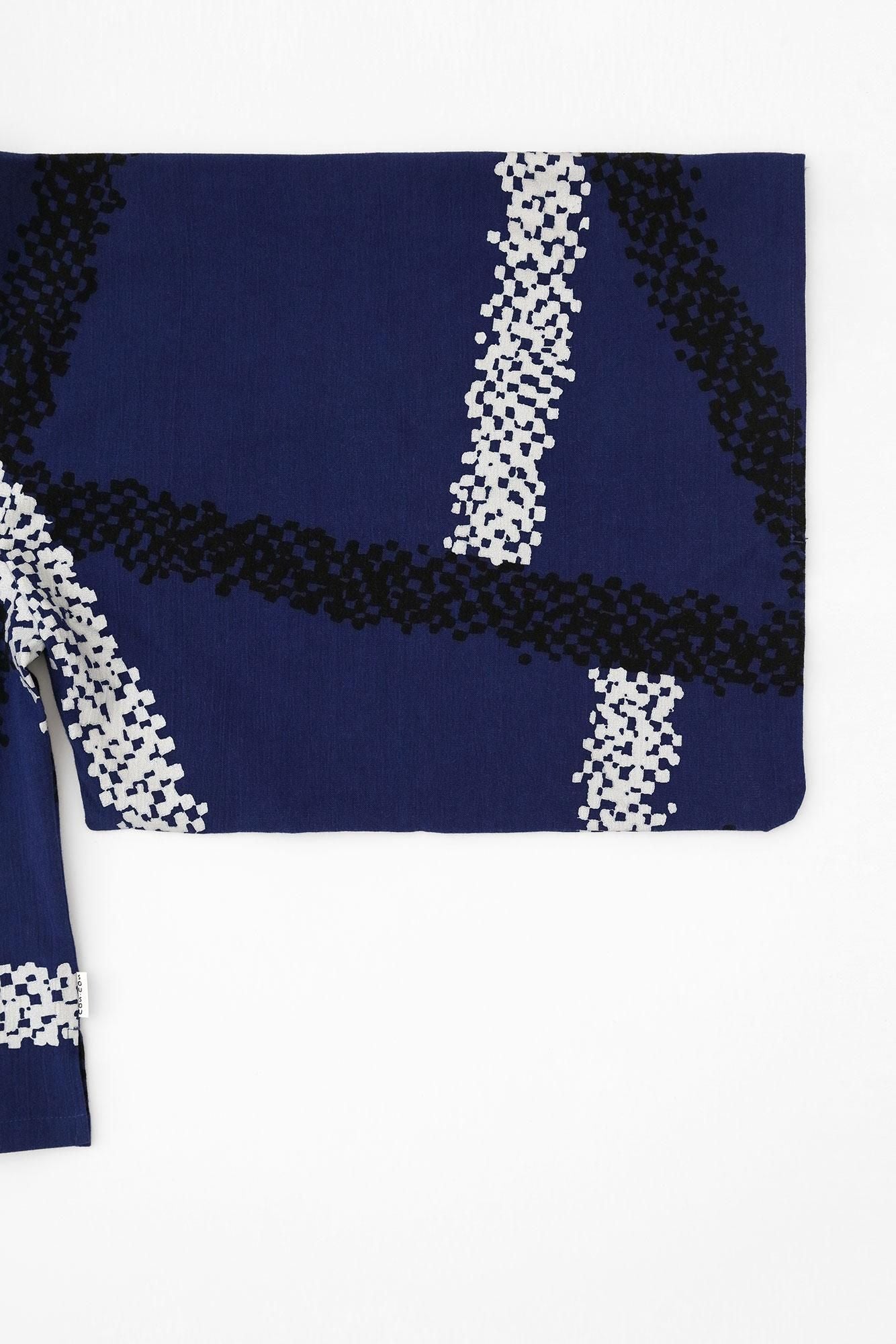 Chizimi Cotton 20/20 Kimono Sleeve Blouse / Tied-up