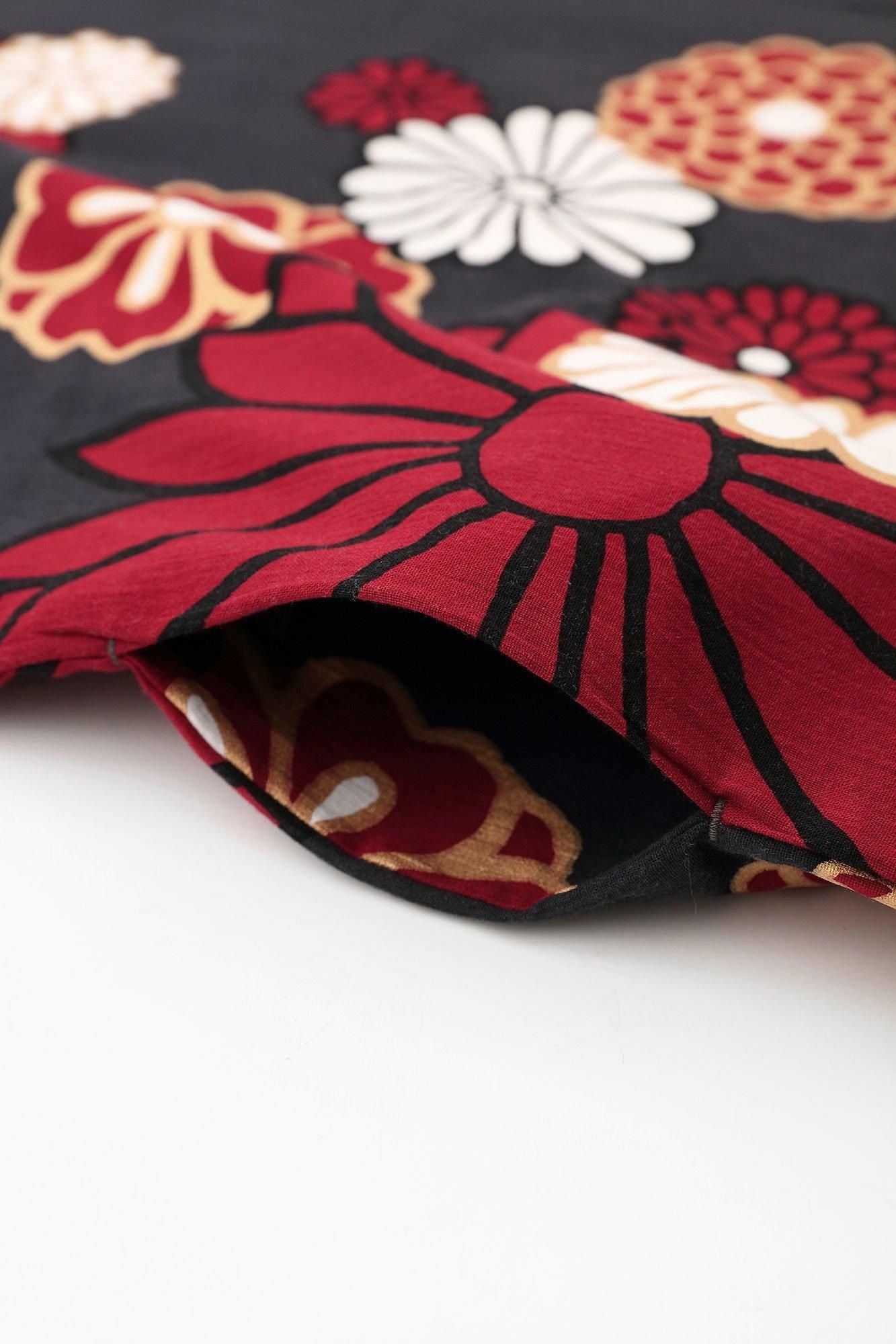 高島縮棉 20/20 圓弧袖長方形洋裝/金襴緞子