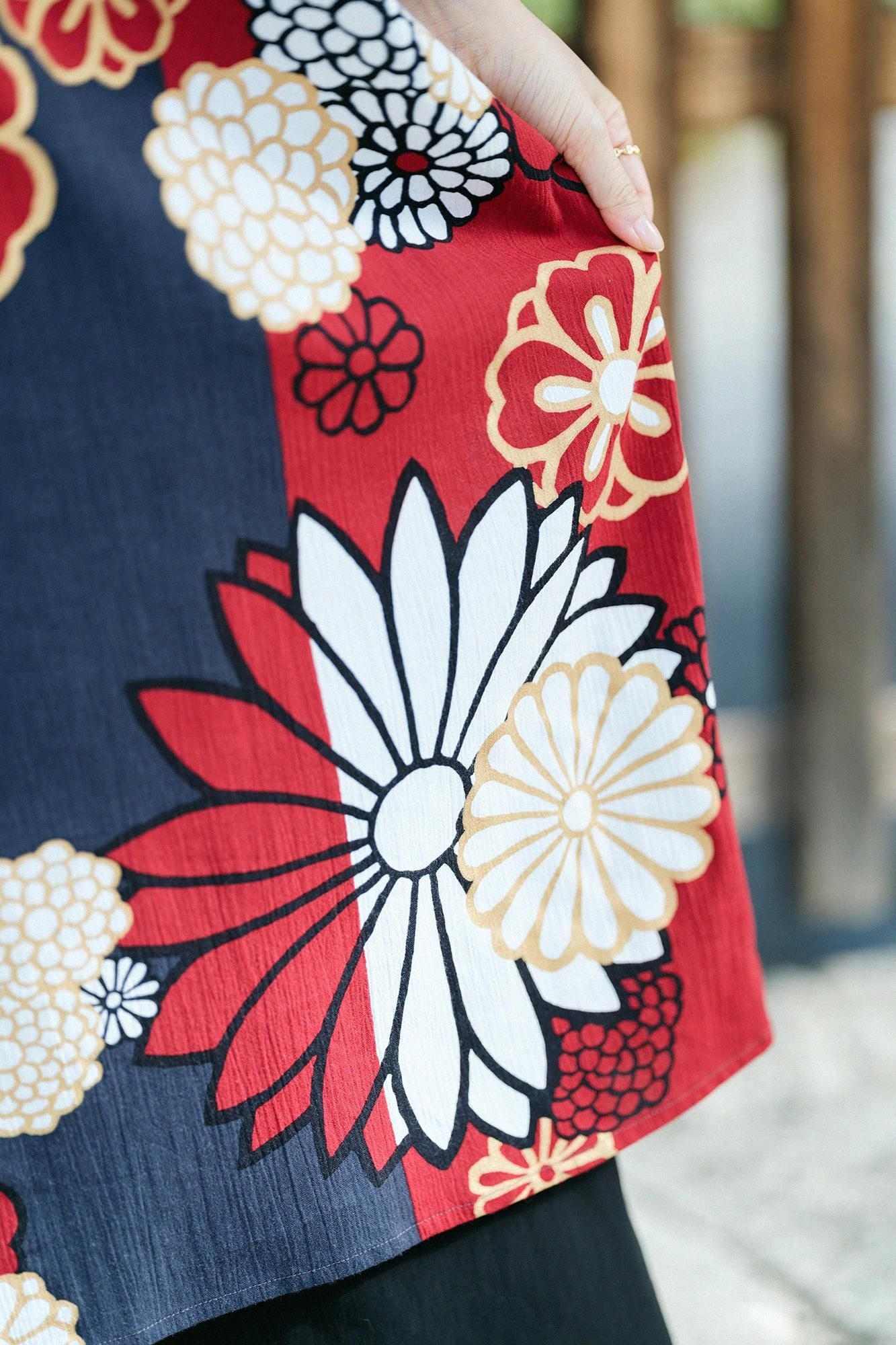 高島縮棉 20/20 圓弧袖長方形洋裝/金襴緞子