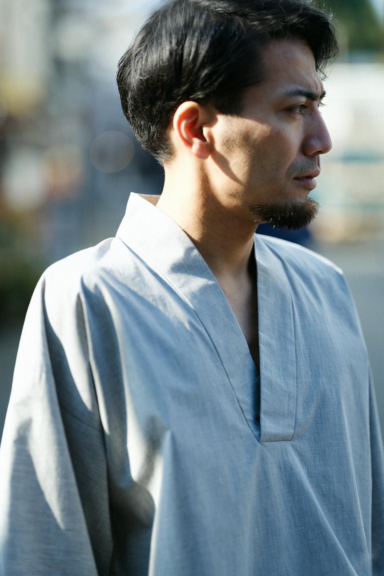 棉布風靡襯衣/淡灰色