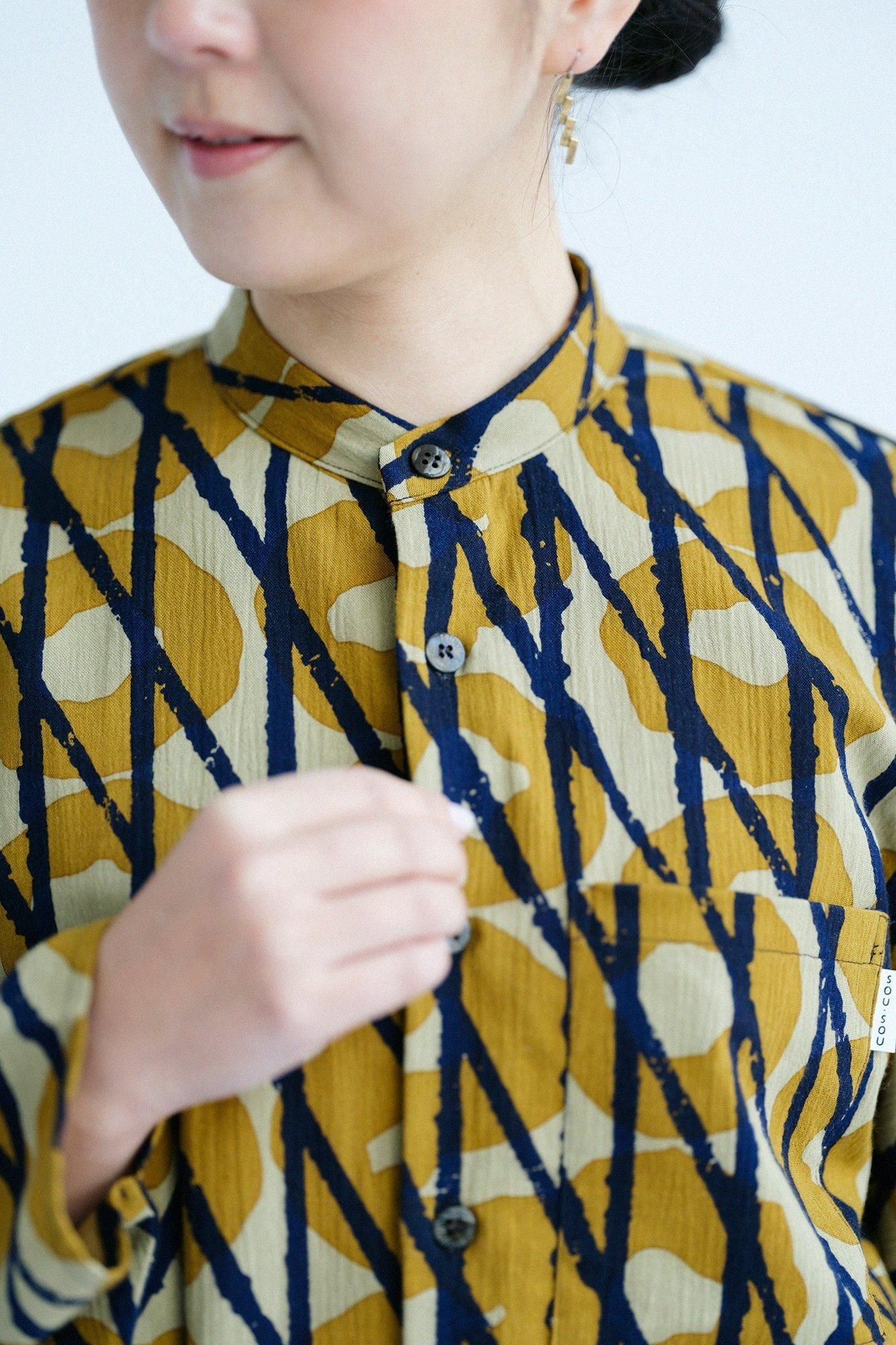 Chizimi Cotton 20/20 Naginata Sleeve Long Shirt) / Storm