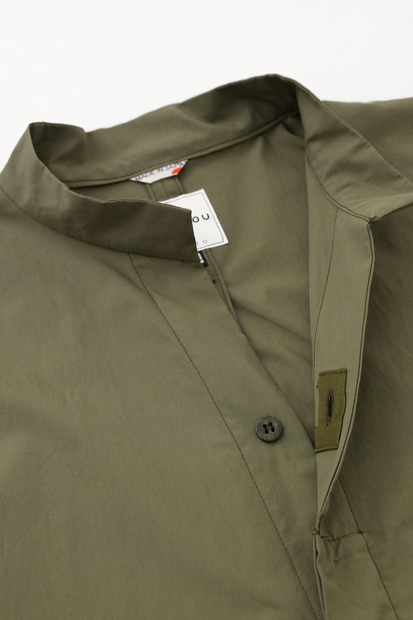 タイプライタークロス 立衿(たちえり) 筒袖襯衣(つつそでしんい)/鶸茶(ひわちゃ)