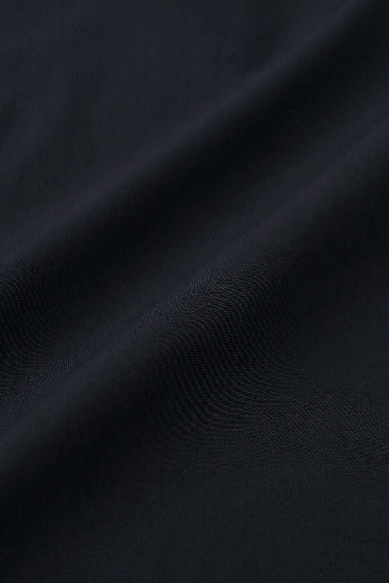 棉布立領筒形袖襯衫/暗藍色