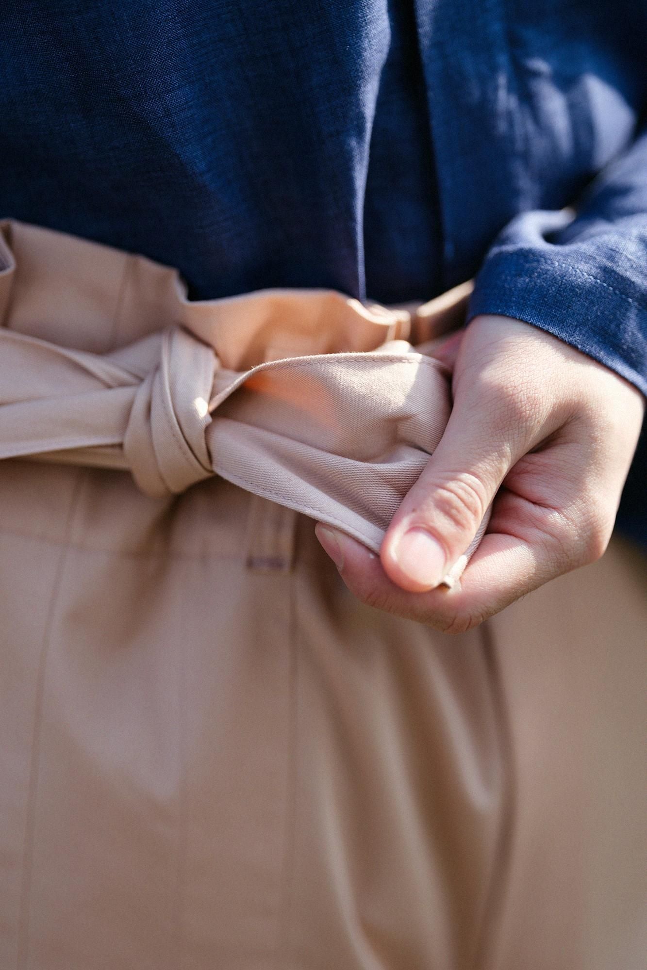 梳毛 袴形褲 附裡襯/橙粉色