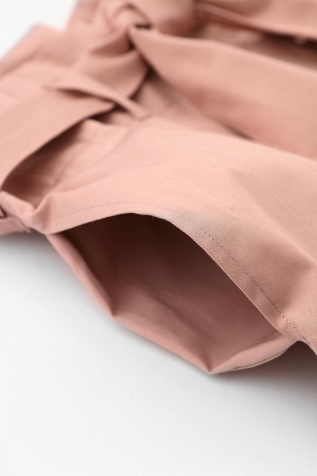 梳毛 袴形褲 附裡襯/橙粉色