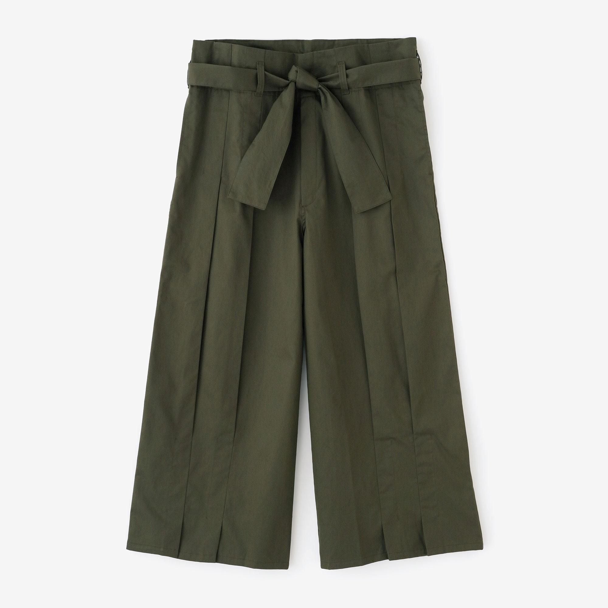 斜紋織 袴形褲/柚葉綠色