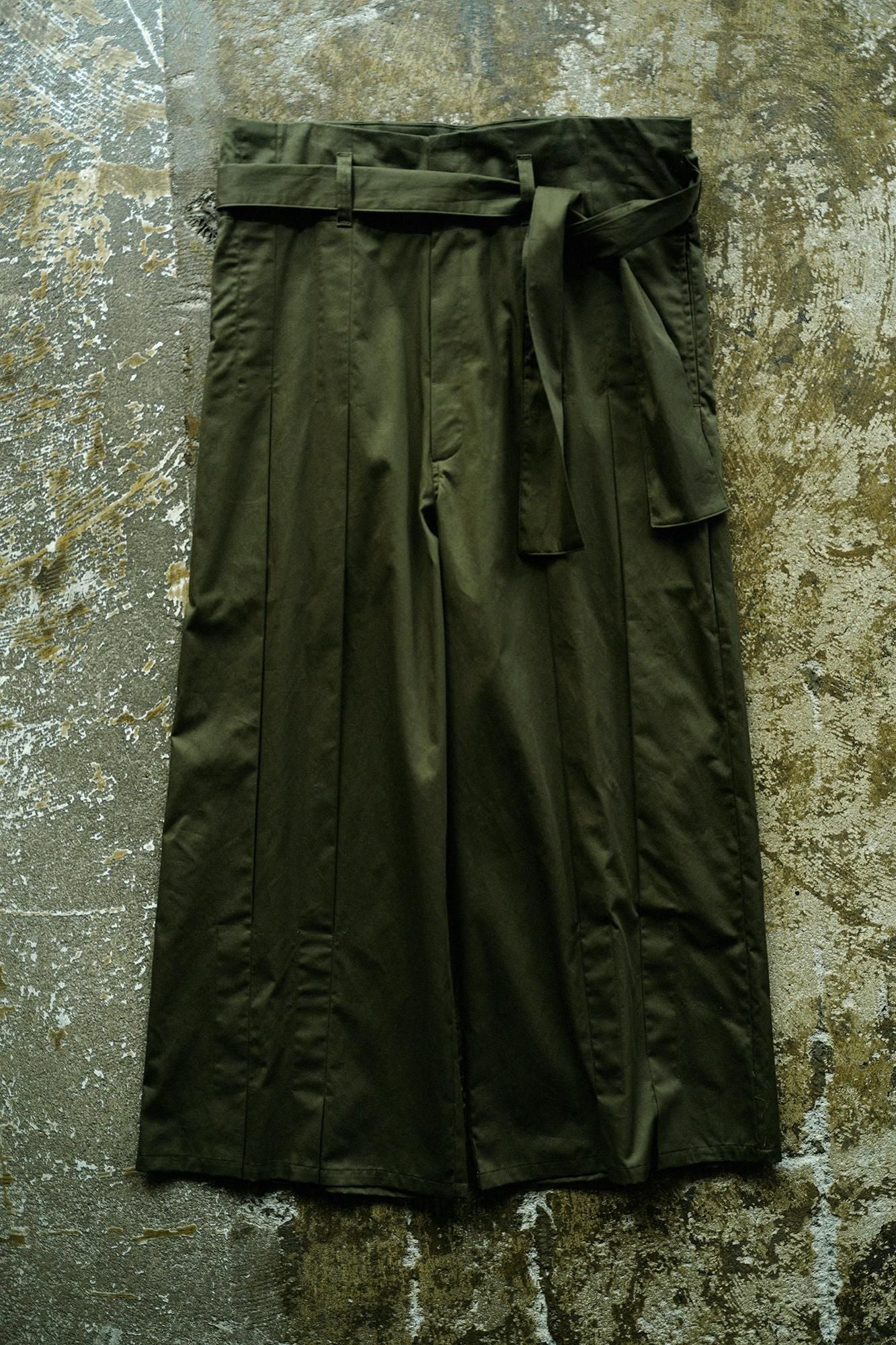 斜紋織 袴形褲/柚葉綠色