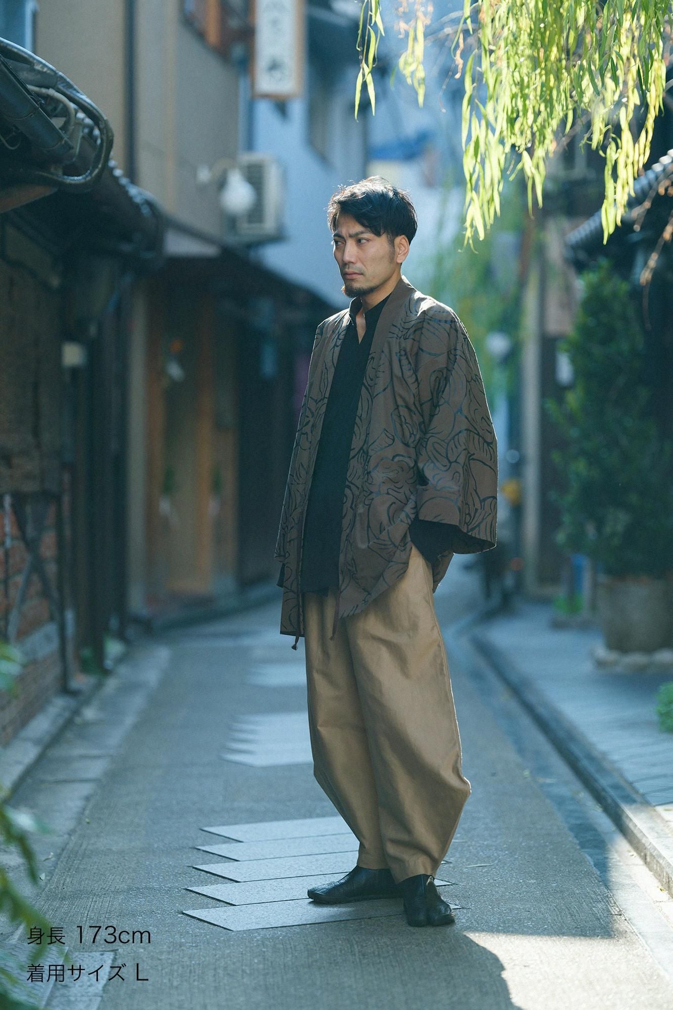 Cotton-linen Blended Weave Wide-legged Pants Odayaka / Pine Brown