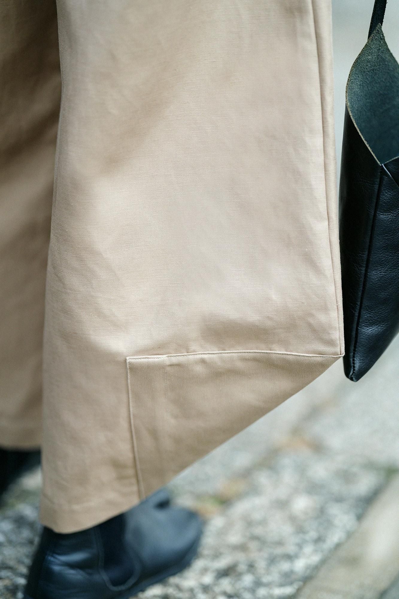 Cotton-linen Blended Weave Wide-legged Pants Odayaka / Pine Brown