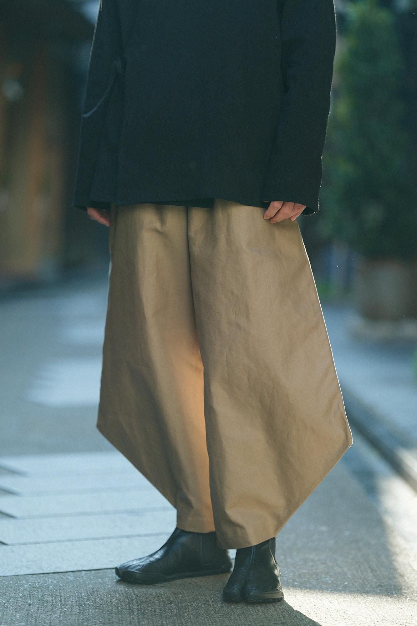 Cotton-linen Blended Weave Wide-legged Pants Odayaka / Pine Brown