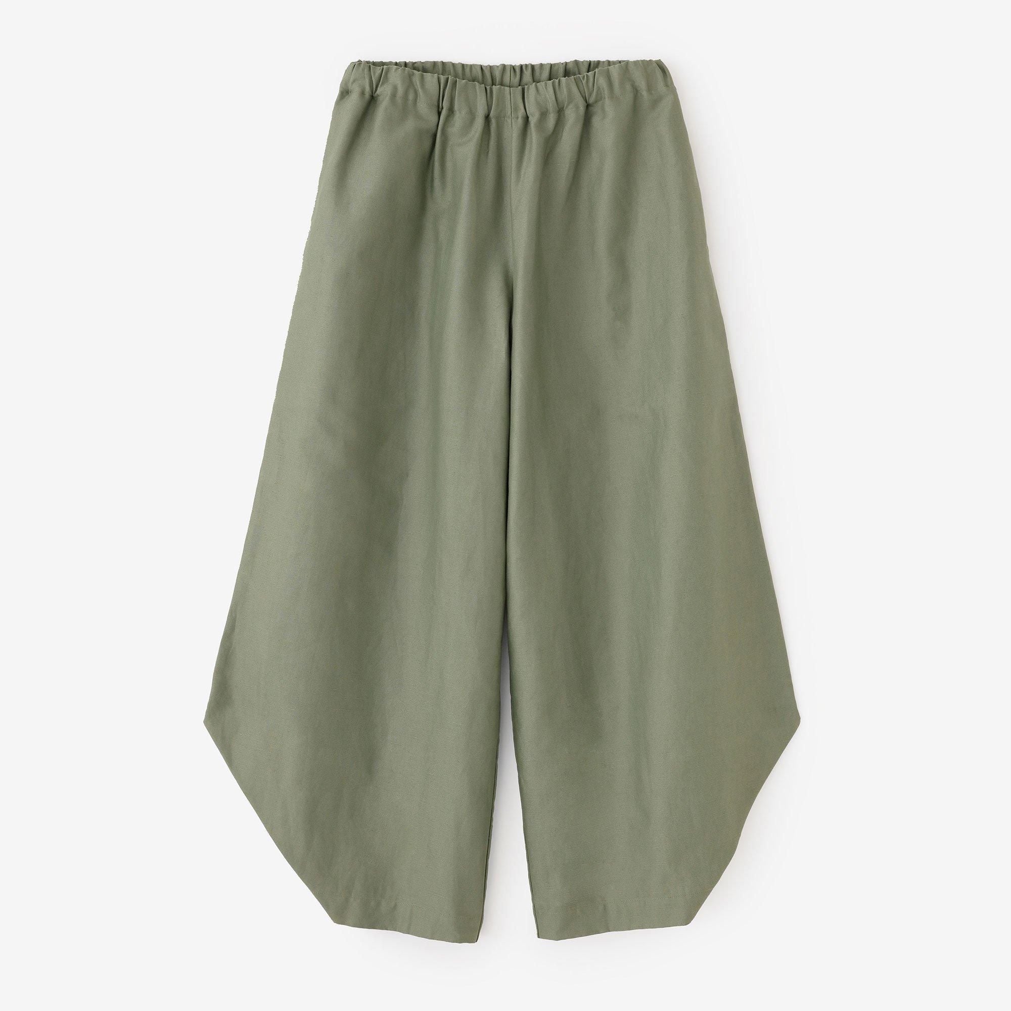 Cotton-linen Blended Weave Wide-legged Pants Odayaka / Military Green