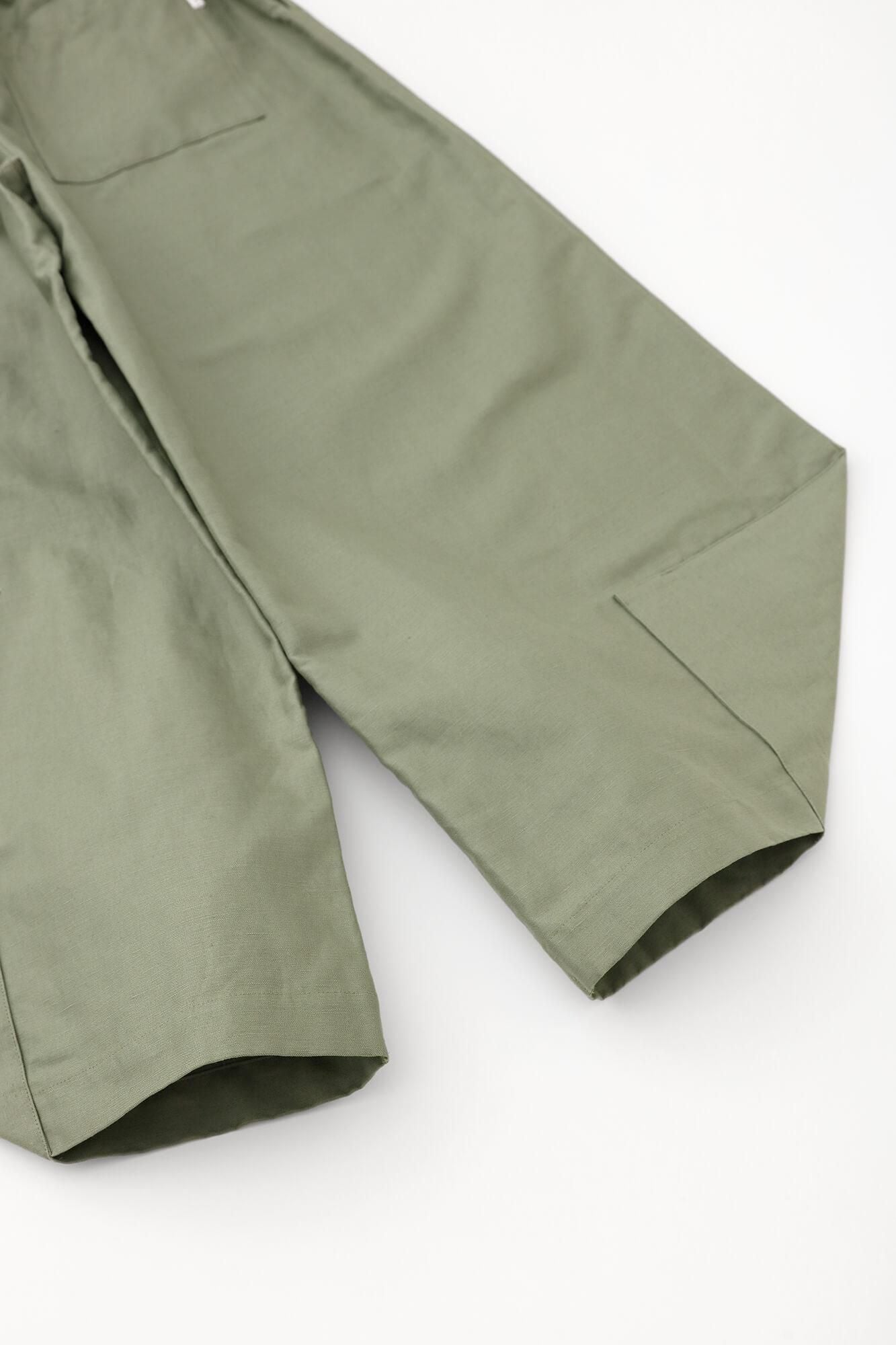 Cotton-linen Blended Weave Wide-legged Pants Odayaka / Military Green
