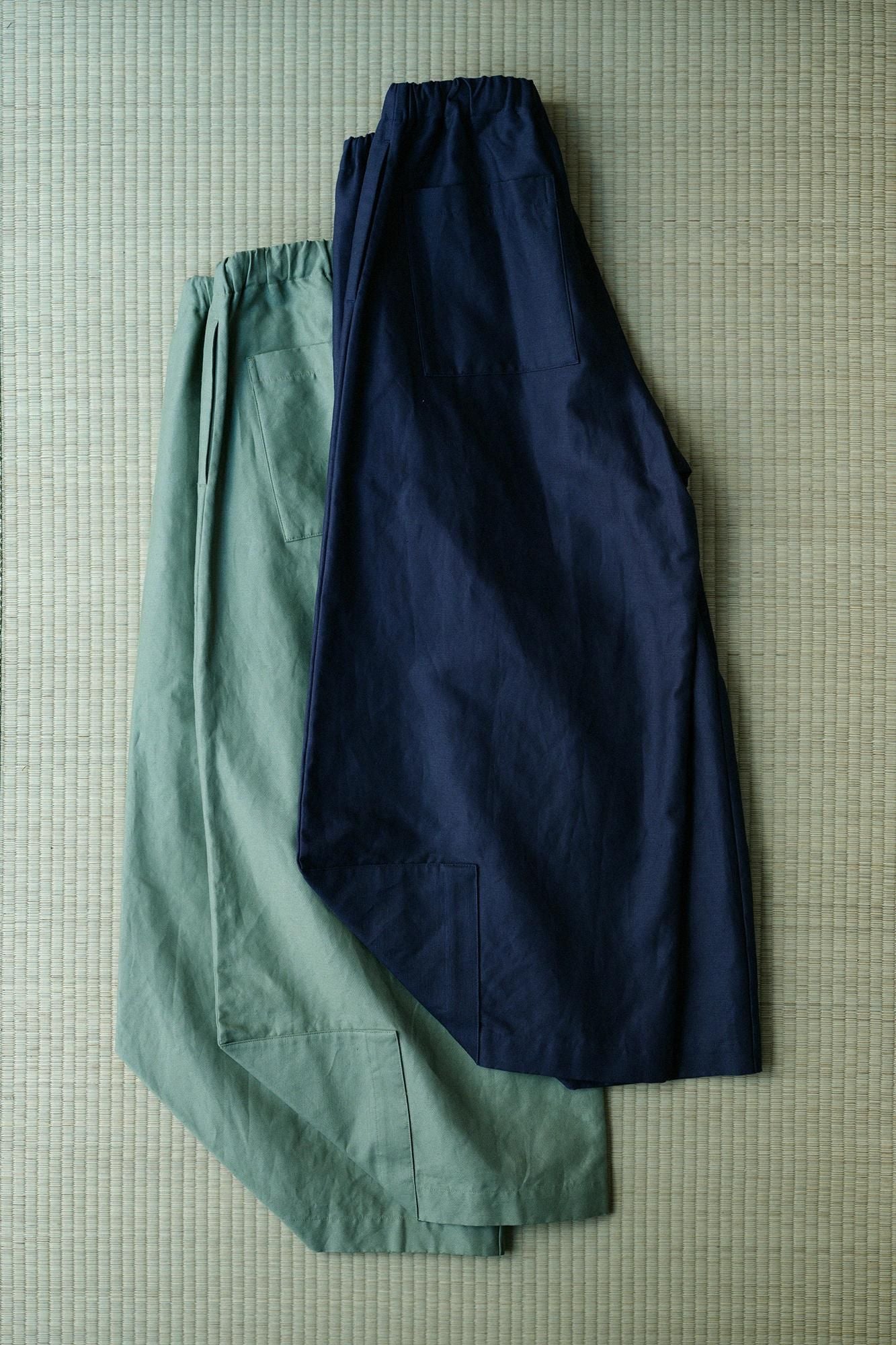 Cotton-linen Blended Weave Wide-legged Pants Odayaka / Military Green