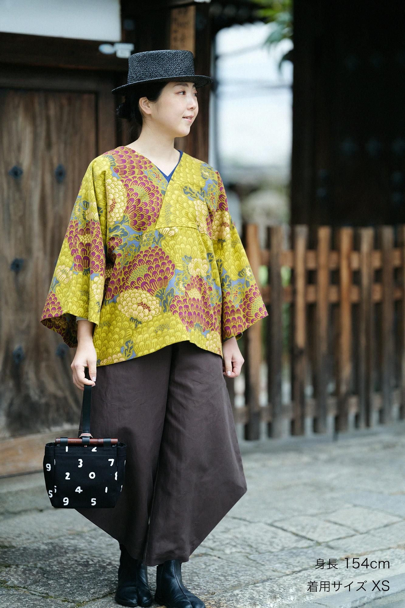 棉麻紡混織 闊腿褲 穩/棕色