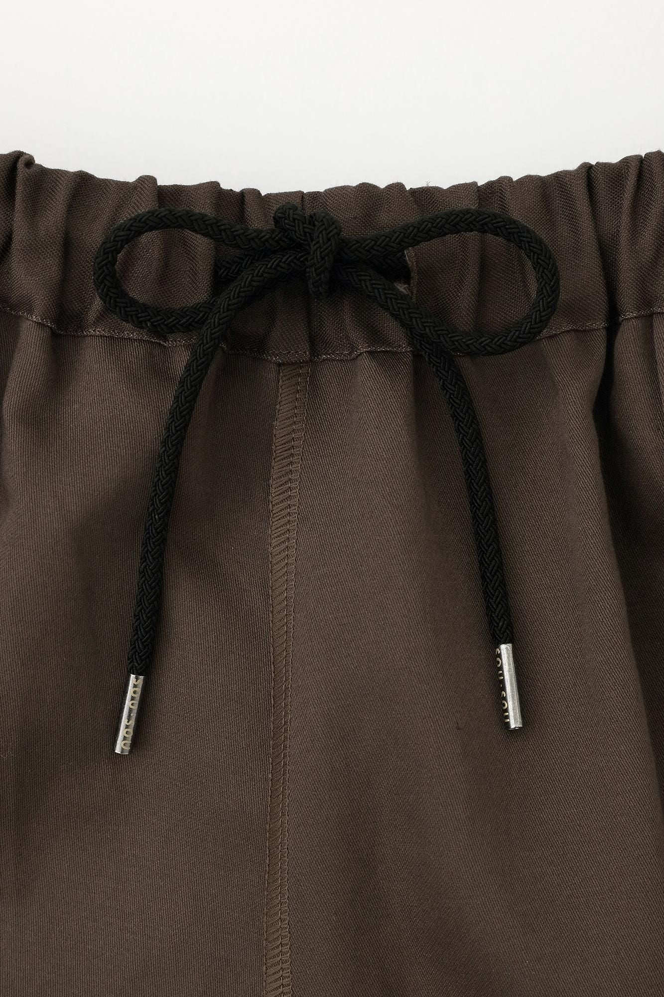 棉麻紡混織 闊腿褲 穩/棕色