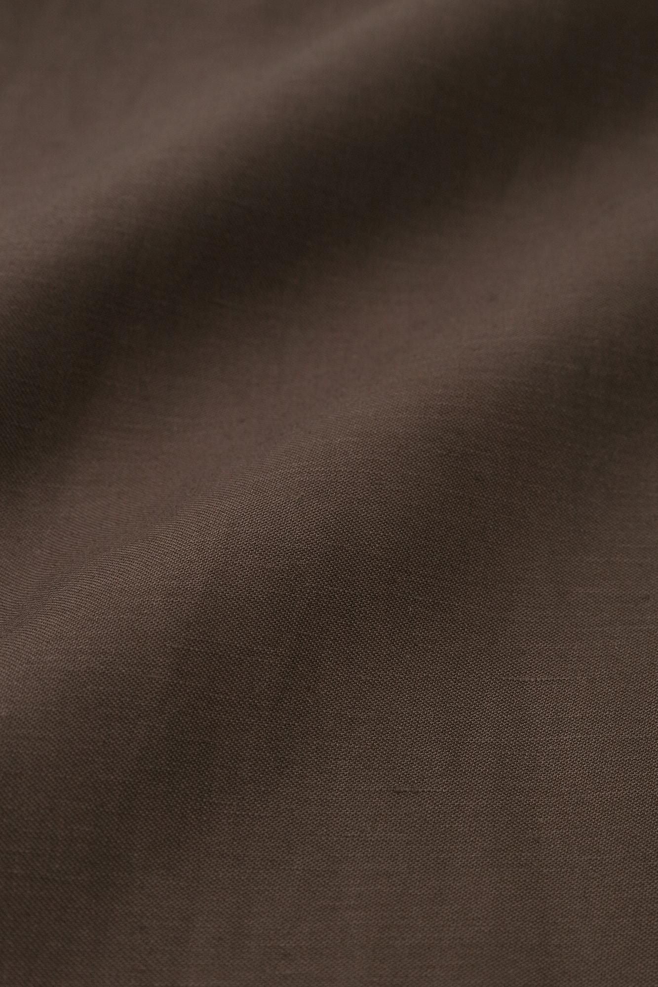 棉麻紡混織 闊腿褲 穩/棕色