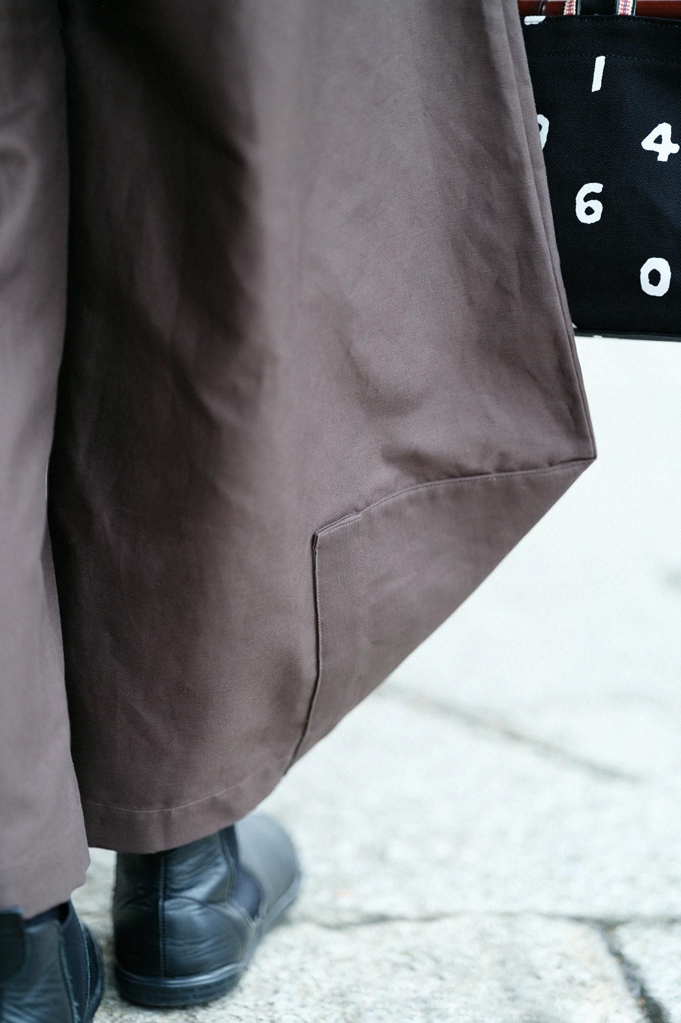 棉麻紡混織 闊腿褲 穩/棕色