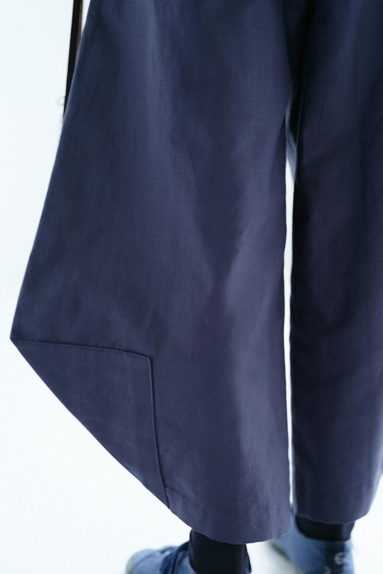 Cotton-linen Blended Weave Wide-legged Pants Odayaka / Dark Navy