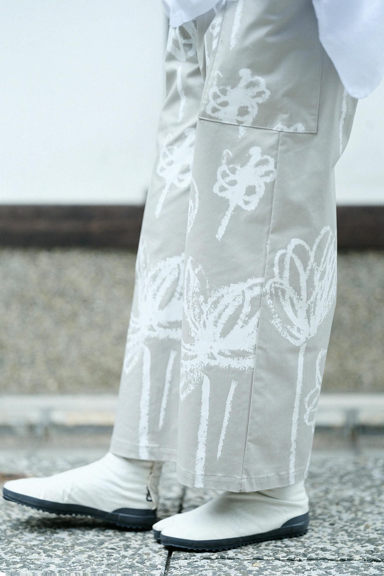 【net limited】Shin Reverse Twill Square Pockets Monpe Pants/Gently Light Grey(kiNuNefigure)