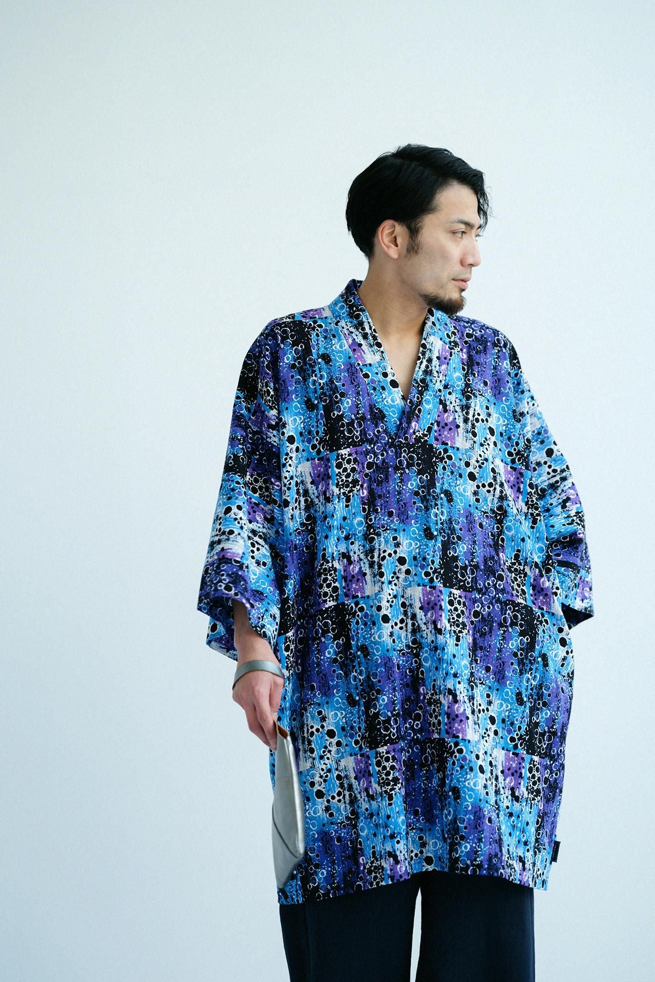 Chizimi Cotton 20/20 Long Fubi Kimono Shirt / Tenmoku