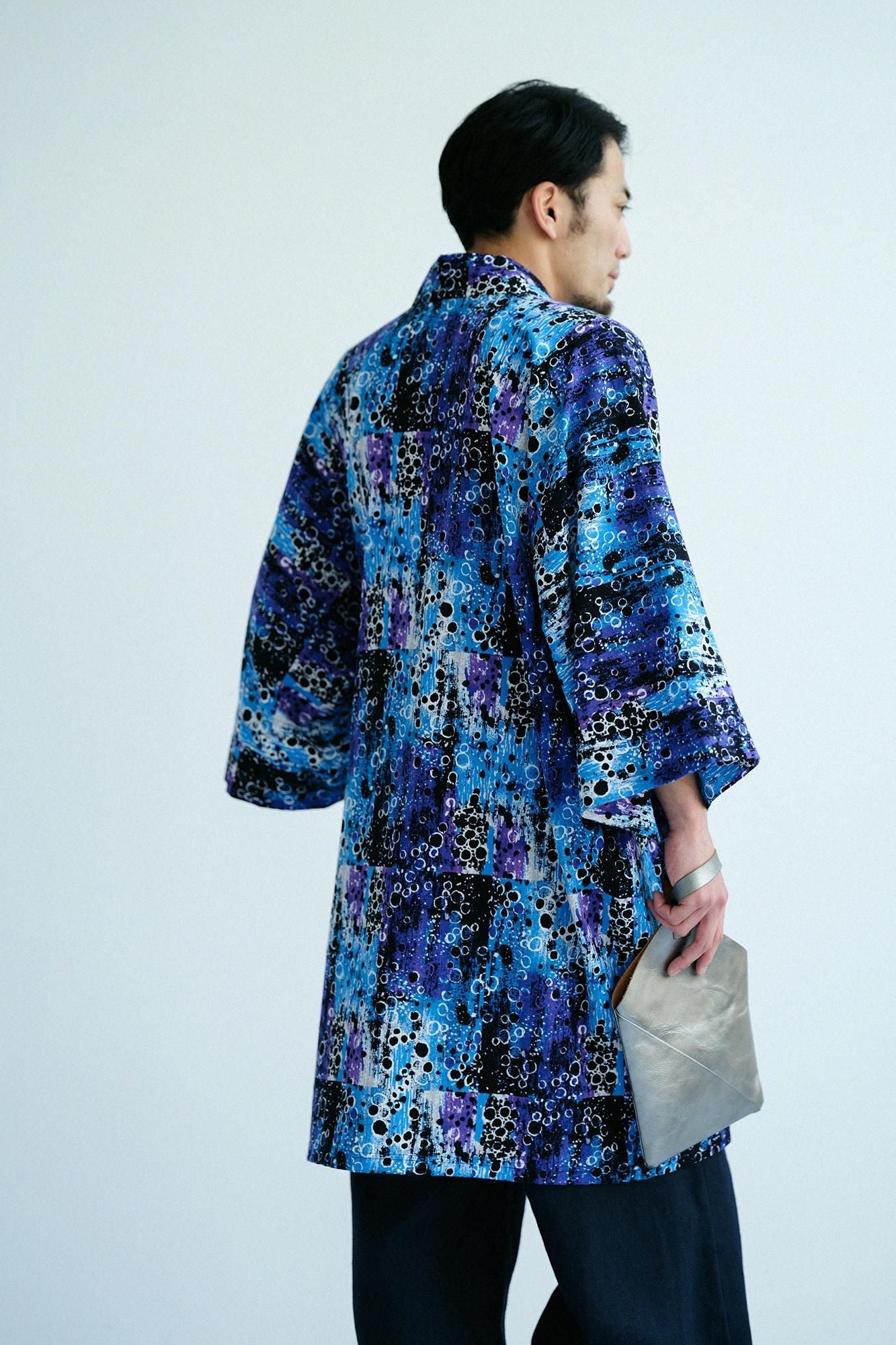 Chizimi Cotton 20/20 Long Fubi Kimono Shirt / Tenmoku