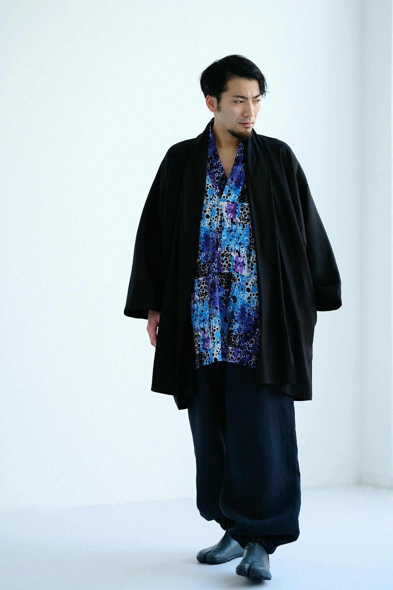 Chizimi Cotton 20/20 Long Fubi Kimono Shirt / Tenmoku