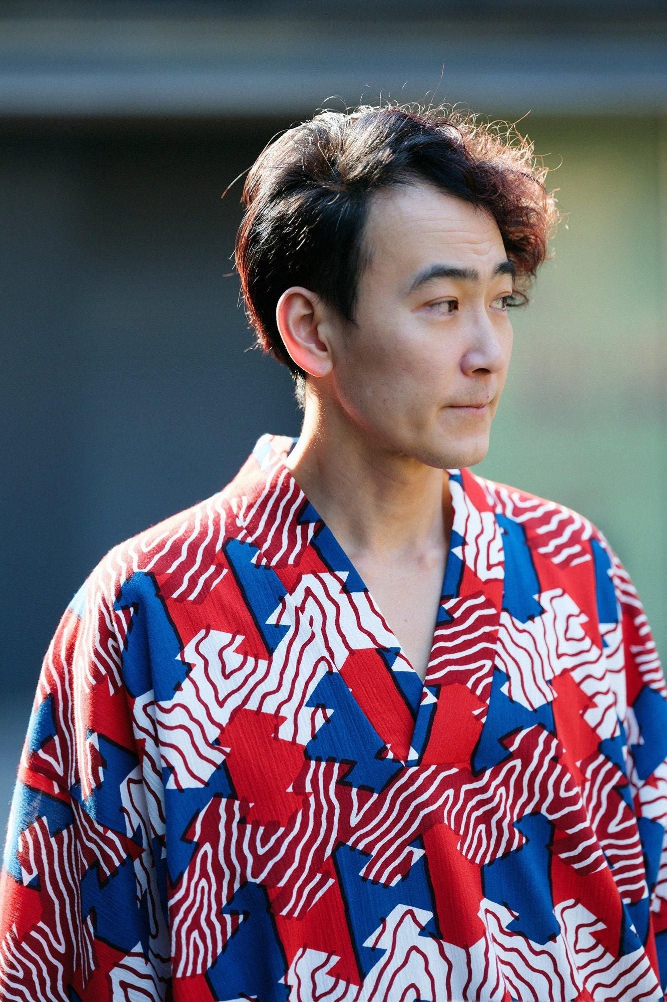 Chizimi Cotton 20/20 Long Fubi Kimono Shirt / Pine Bark Lozenges