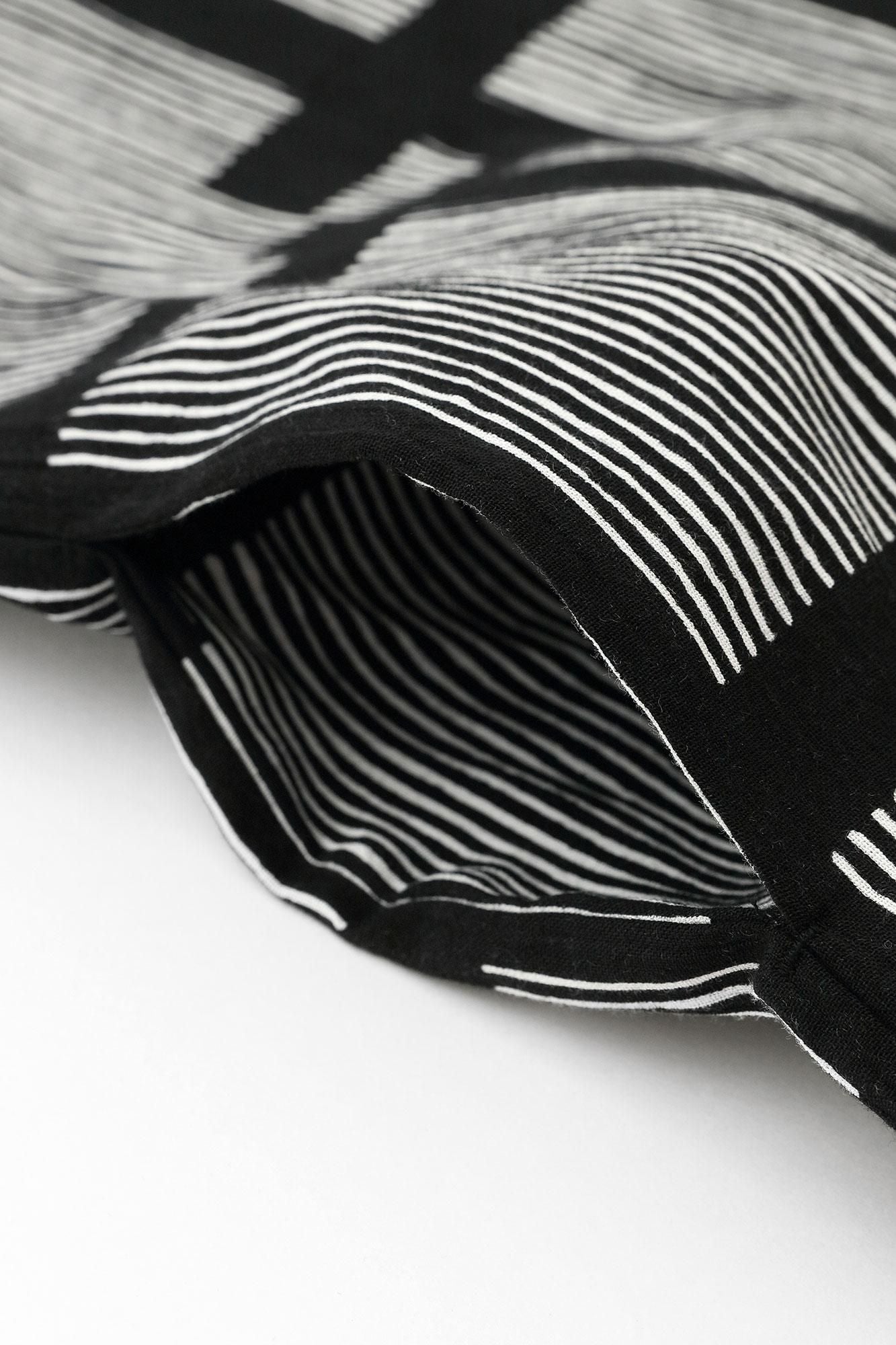 Chizimi Cotton 20/20 Long Fubi Kimono Shirt / Staggered Stripes and Fence