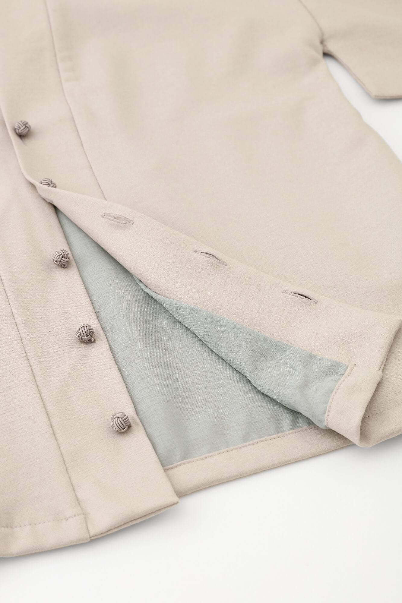 梳毛 斜紋織 伯爵外套 宮中袖 附裡襯/淡粉紅色