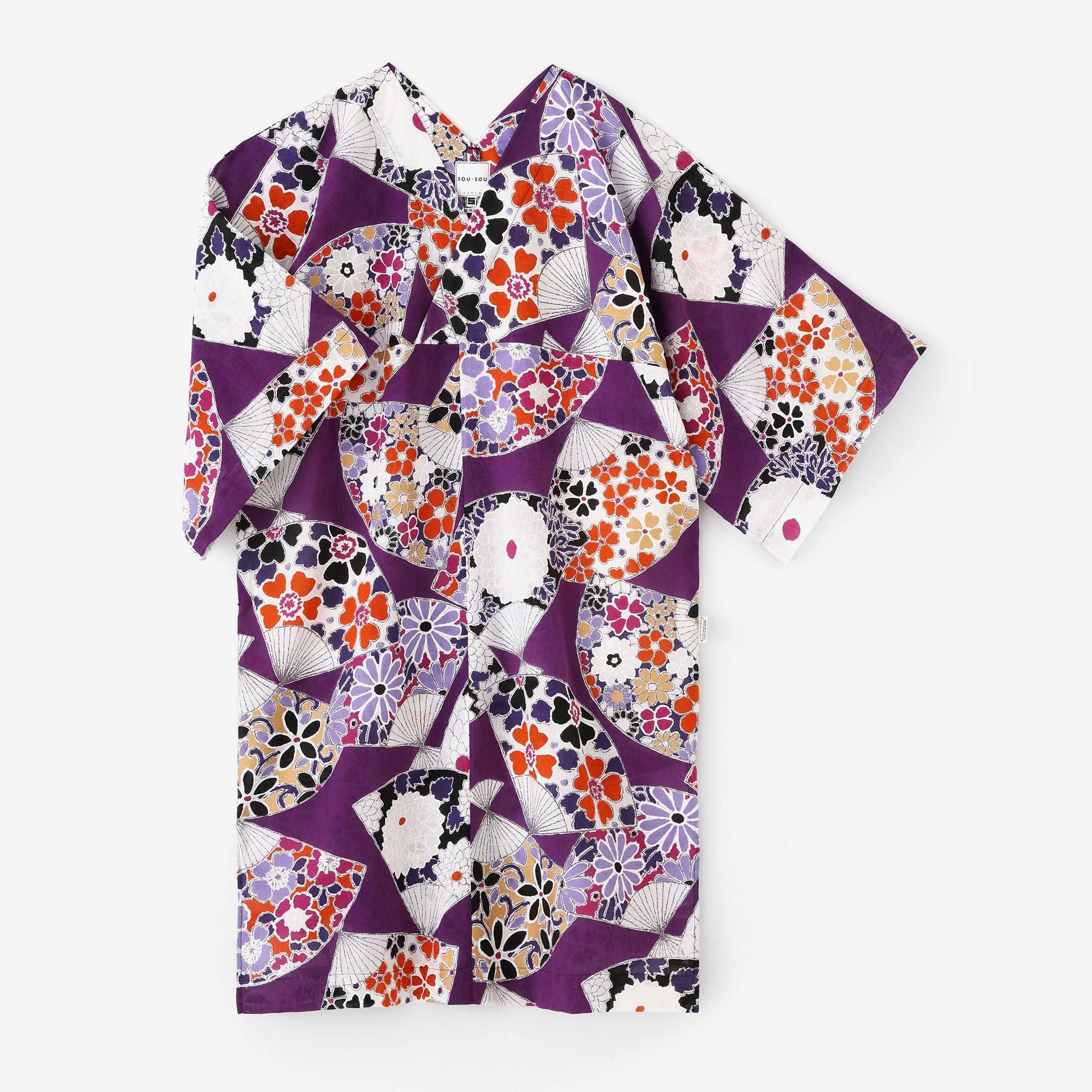 Chita Momen Textur (Okatabira)/Ogi (Fächer) Dunkelviolett (Kokimurasaki)