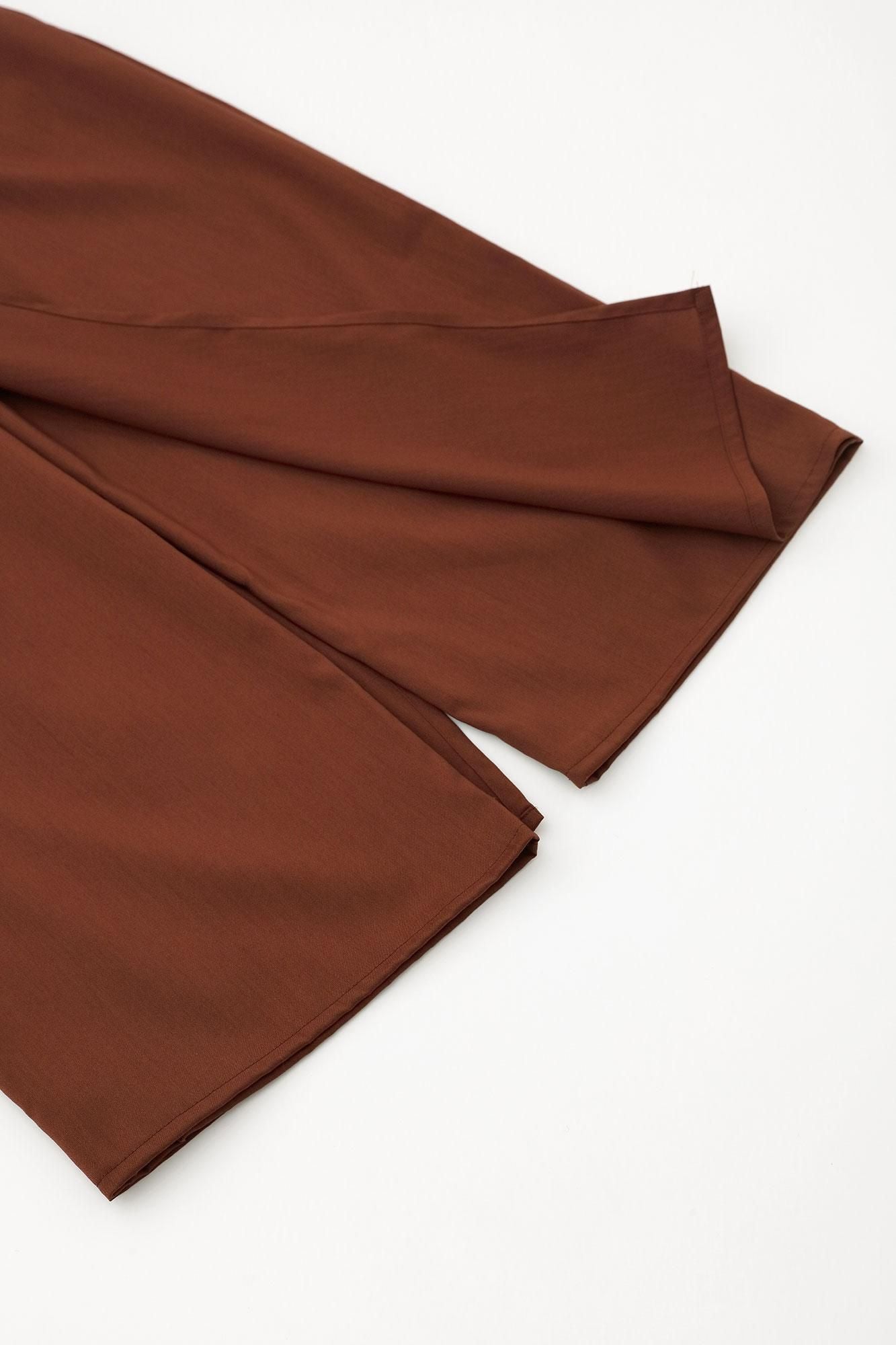 伸麻混紡 和服褲裝/紅棕色